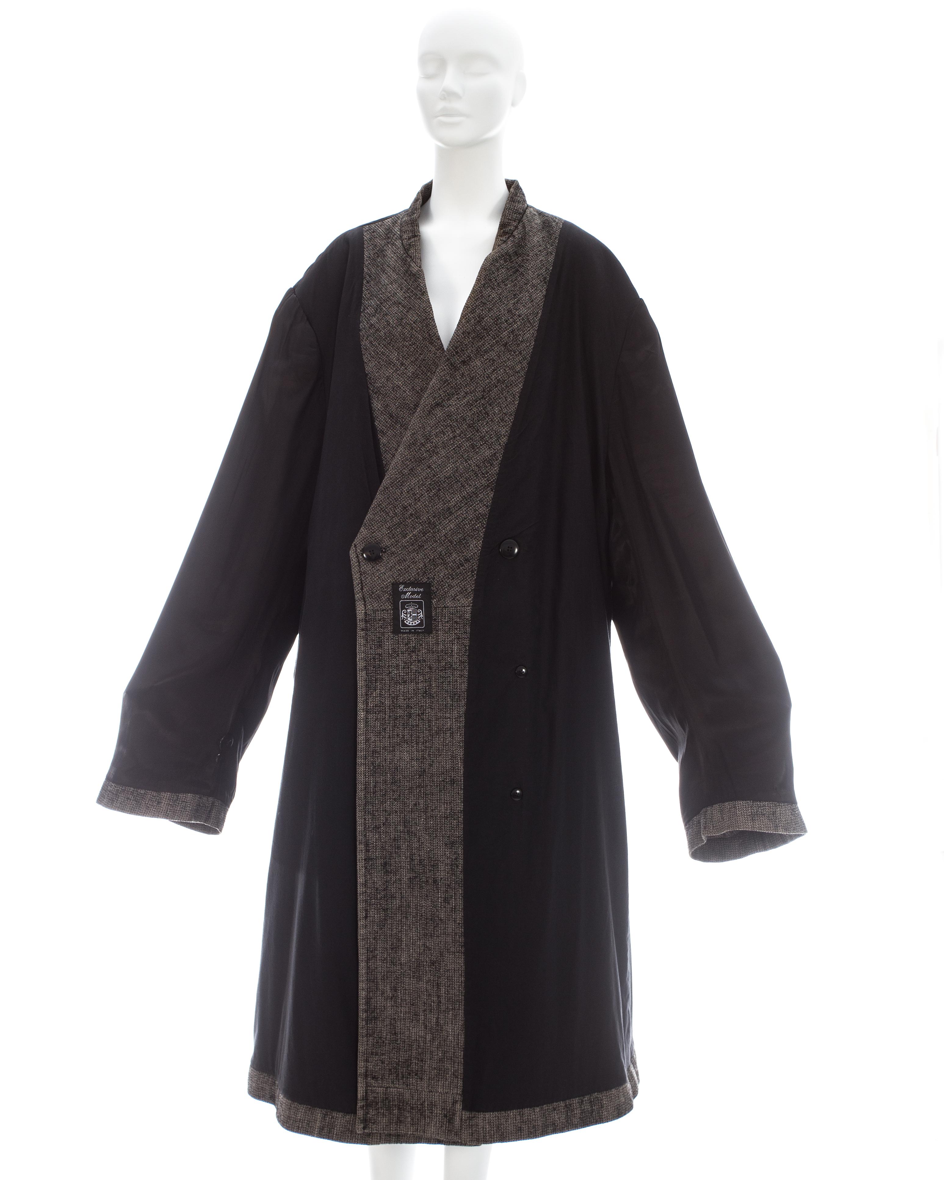 Martin Margiela grey wool and linen XXL size 78 double inside coat, fw 2000 For Sale 8