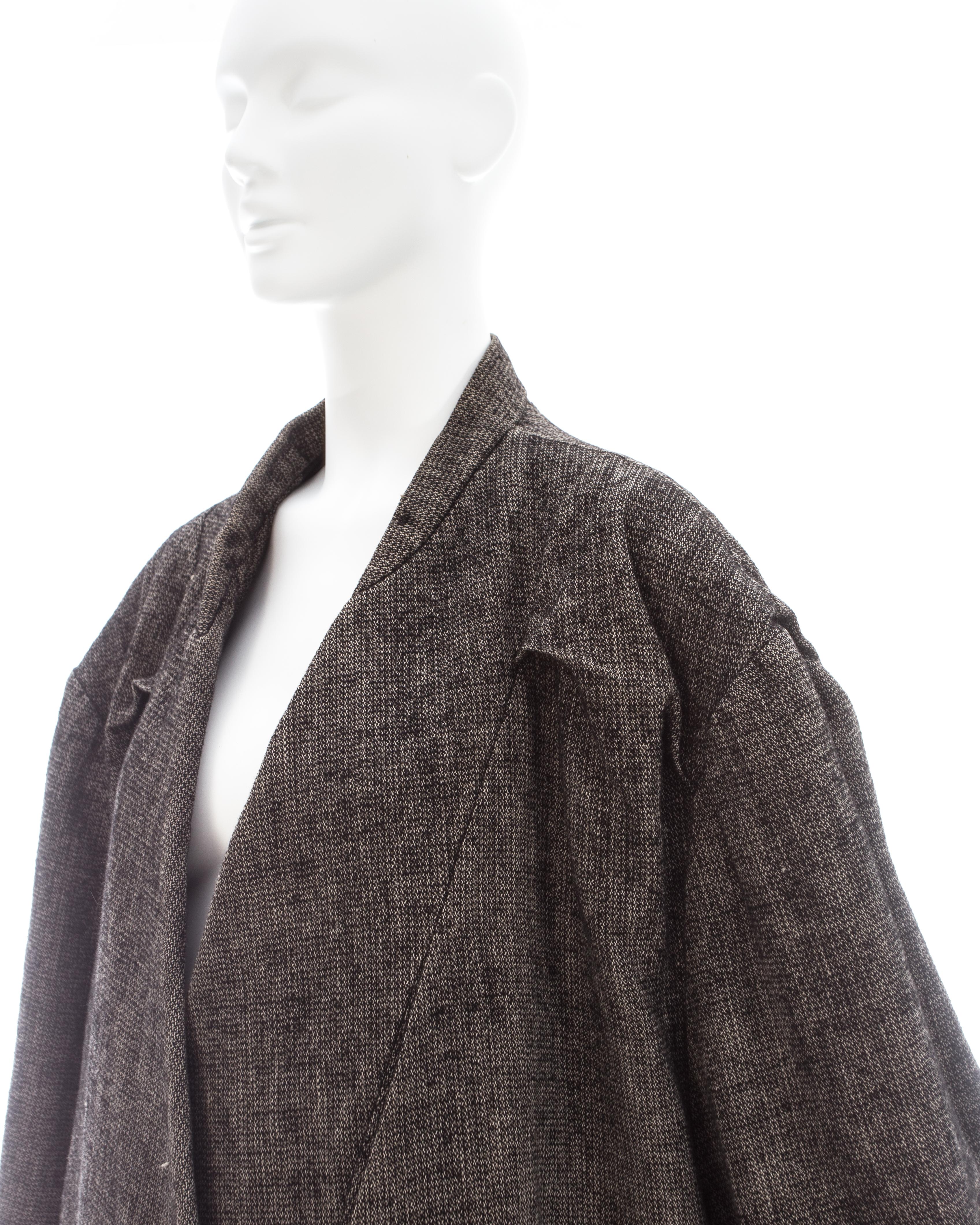 Martin Margiela grey wool and linen XXL size 78 double inside coat, fw 2000 For Sale 4