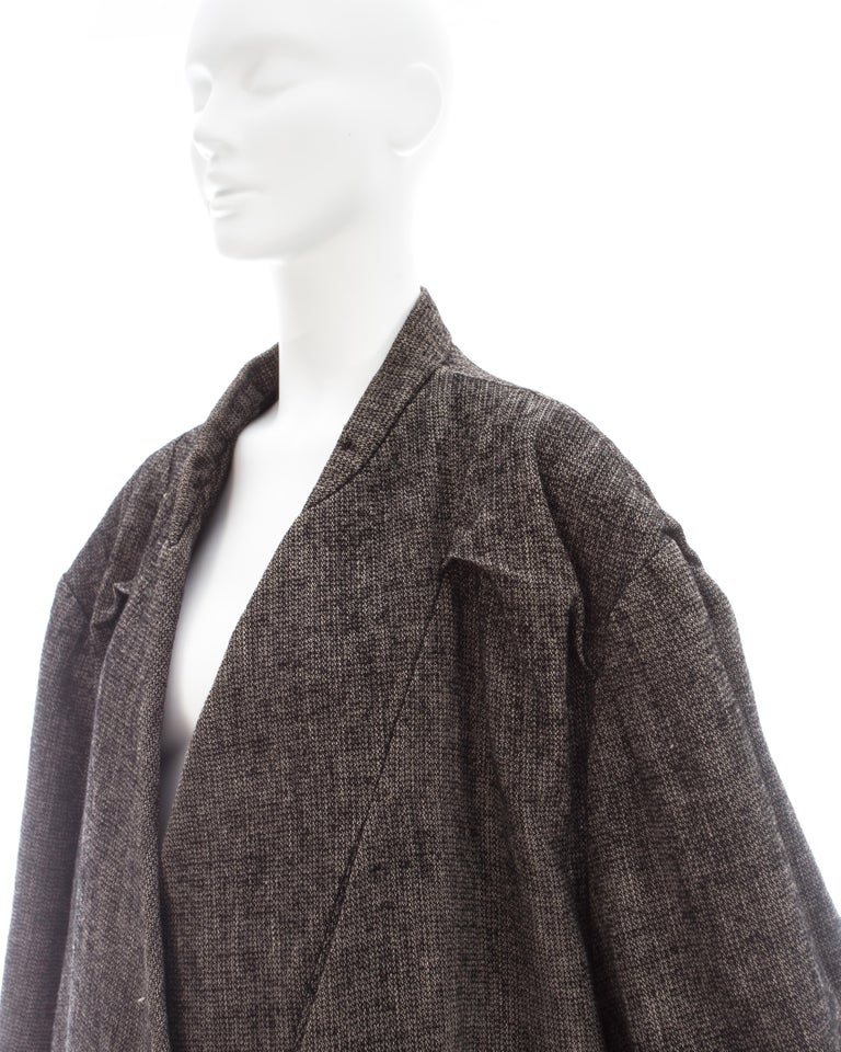 Martin Margiela grey wool and linen XXL size 78 double inside coat, ca. 2000 For Sale at 1stdibs