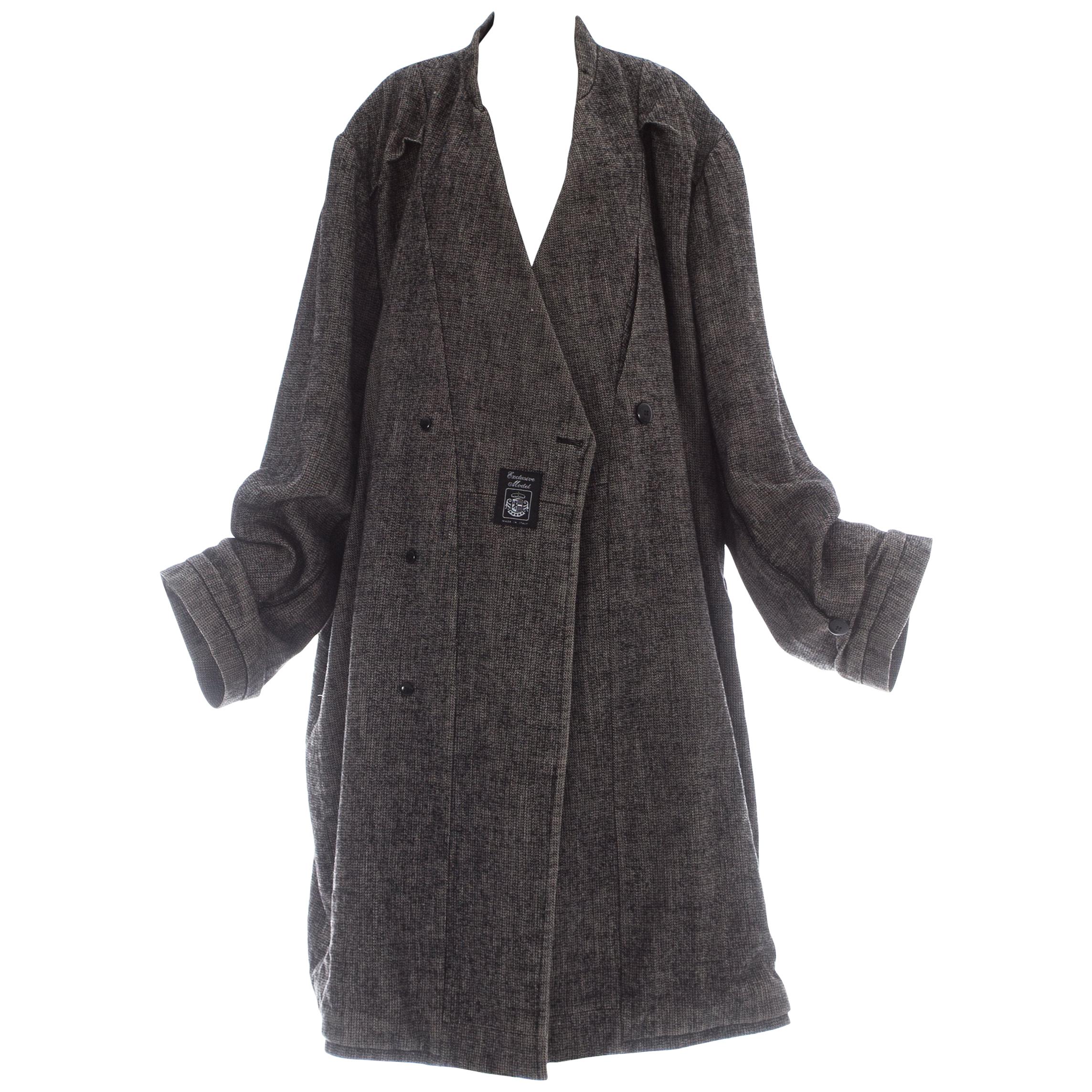 Martin Margiela grey wool and linen XXL size 78 double inside coat, fw 2000 For Sale