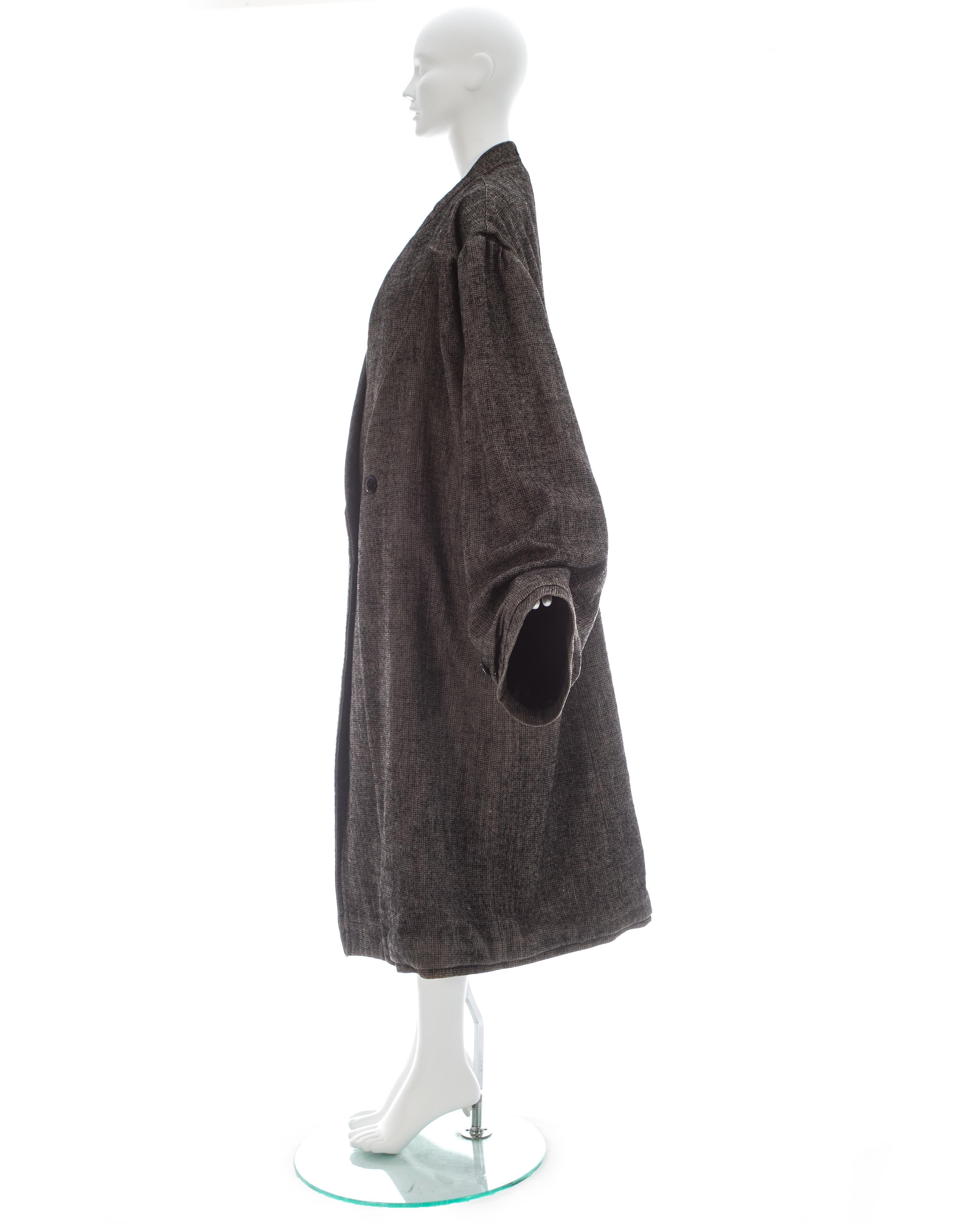 Martin Margiela grey wool and linen XXL size 78 double inside coat, fw 2000 2