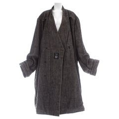 Martin Margiela grey wool and linen XXL size 78 double inside coat, fw 2000