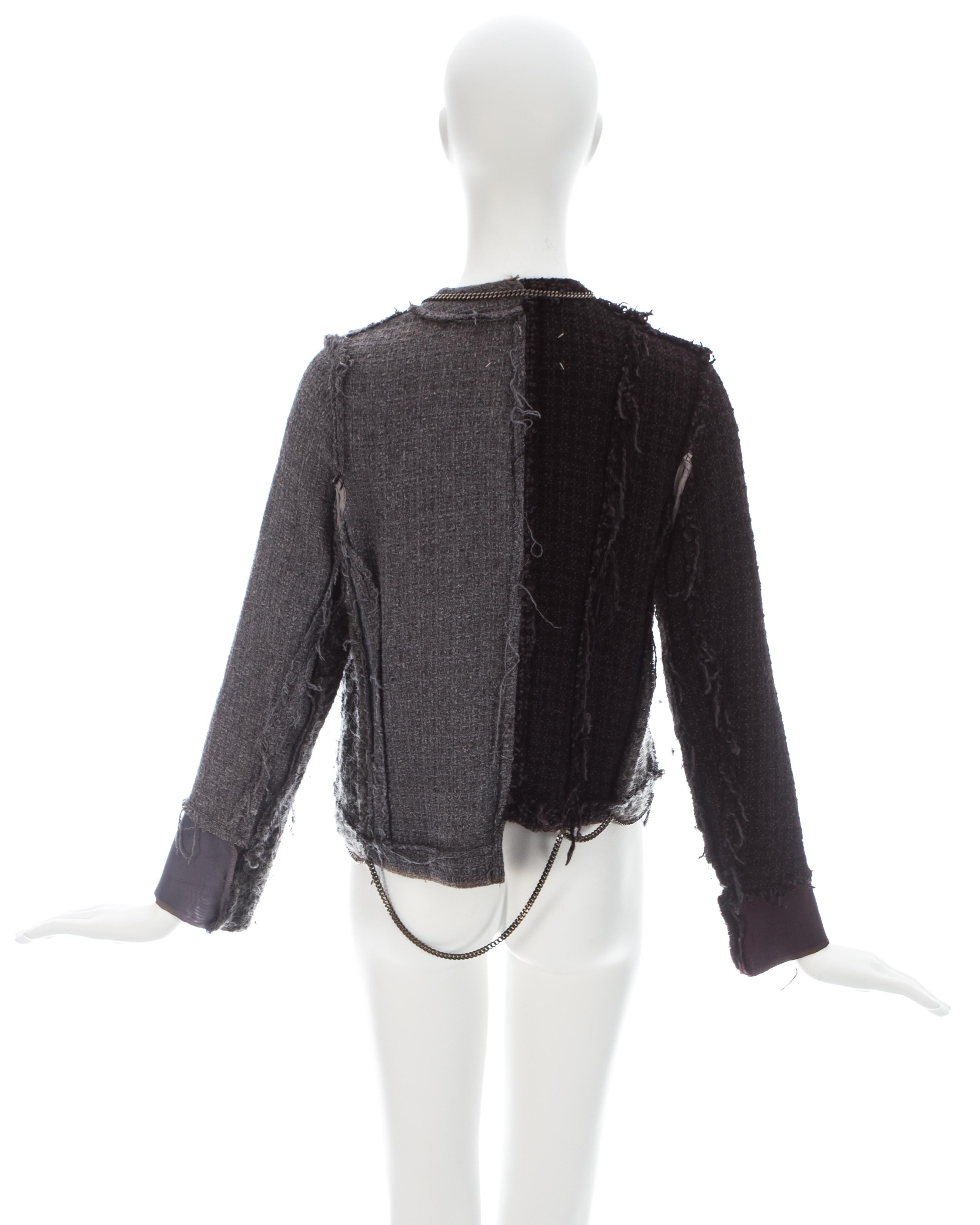 Women's Martin Margiela grey wool tweed reconstructed vintage jacket, fw 2004 For Sale