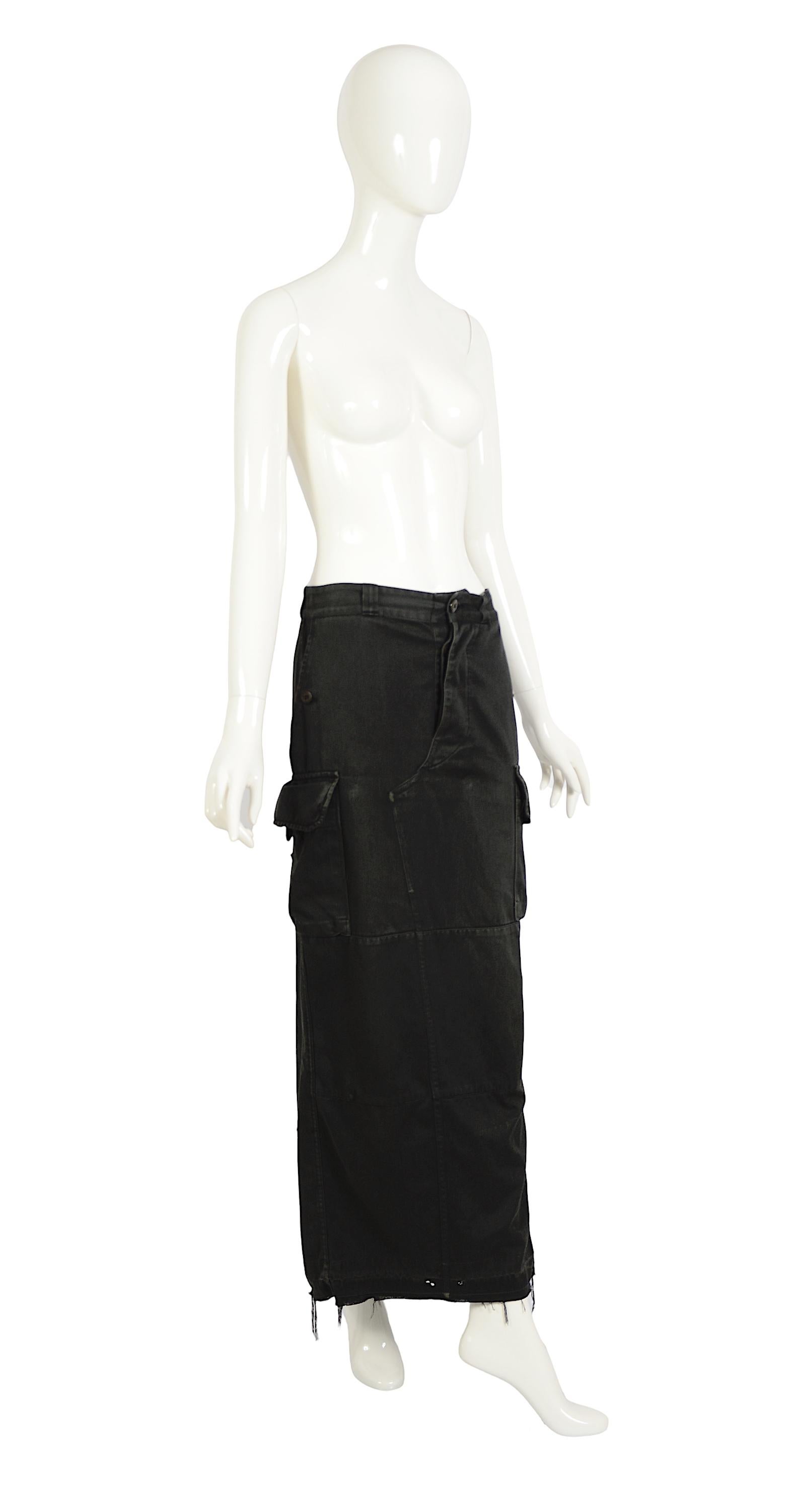 Martine FW 1994 Iconic Vintage Artisanal Military Surplus Cargo Skirt in vendita 6