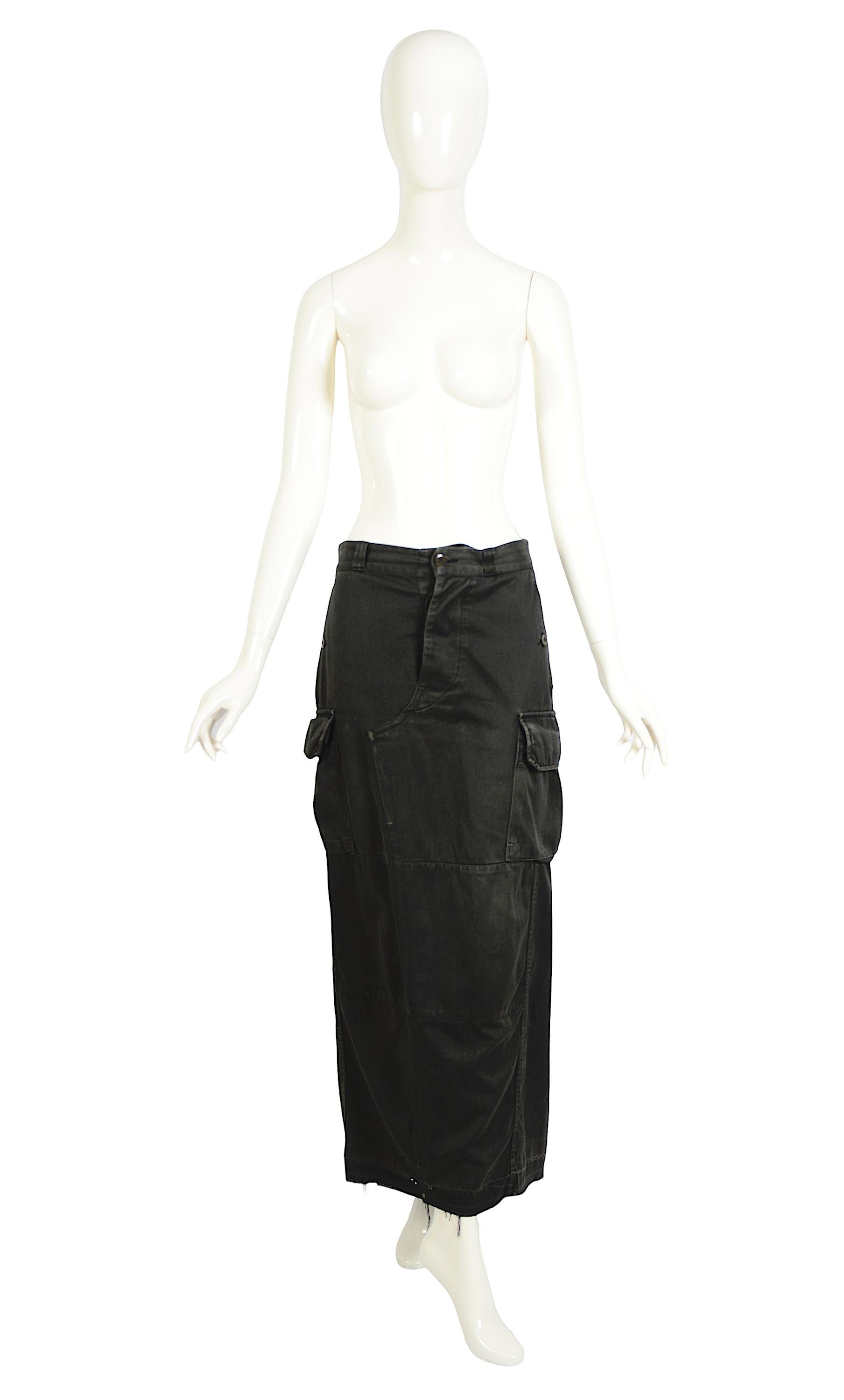 Martine FW 1994 Iconic Vintage Artisanal Military Surplus Cargo Skirt in vendita 7
