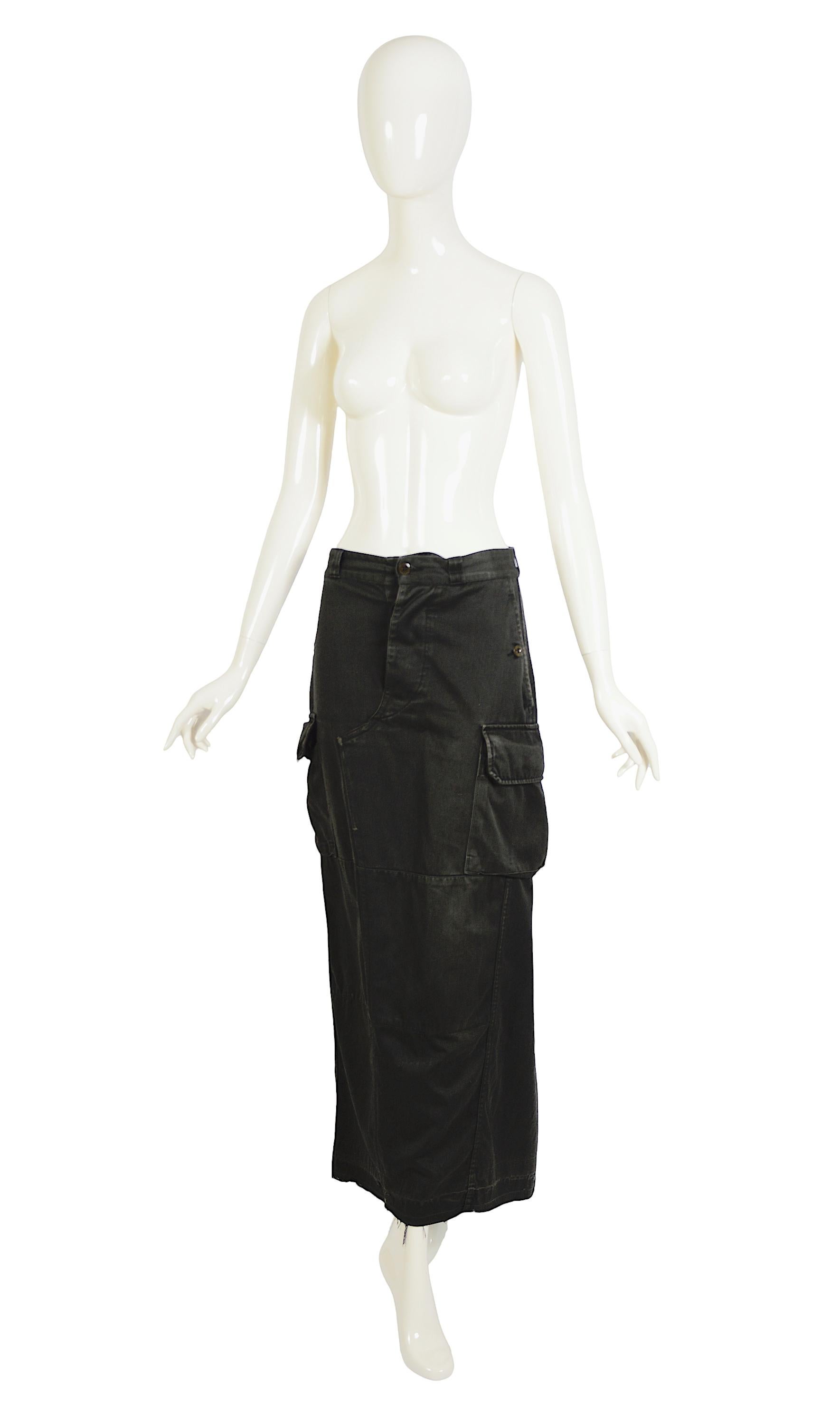 Nero Martine FW 1994 Iconic Vintage Artisanal Military Surplus Cargo Skirt in vendita