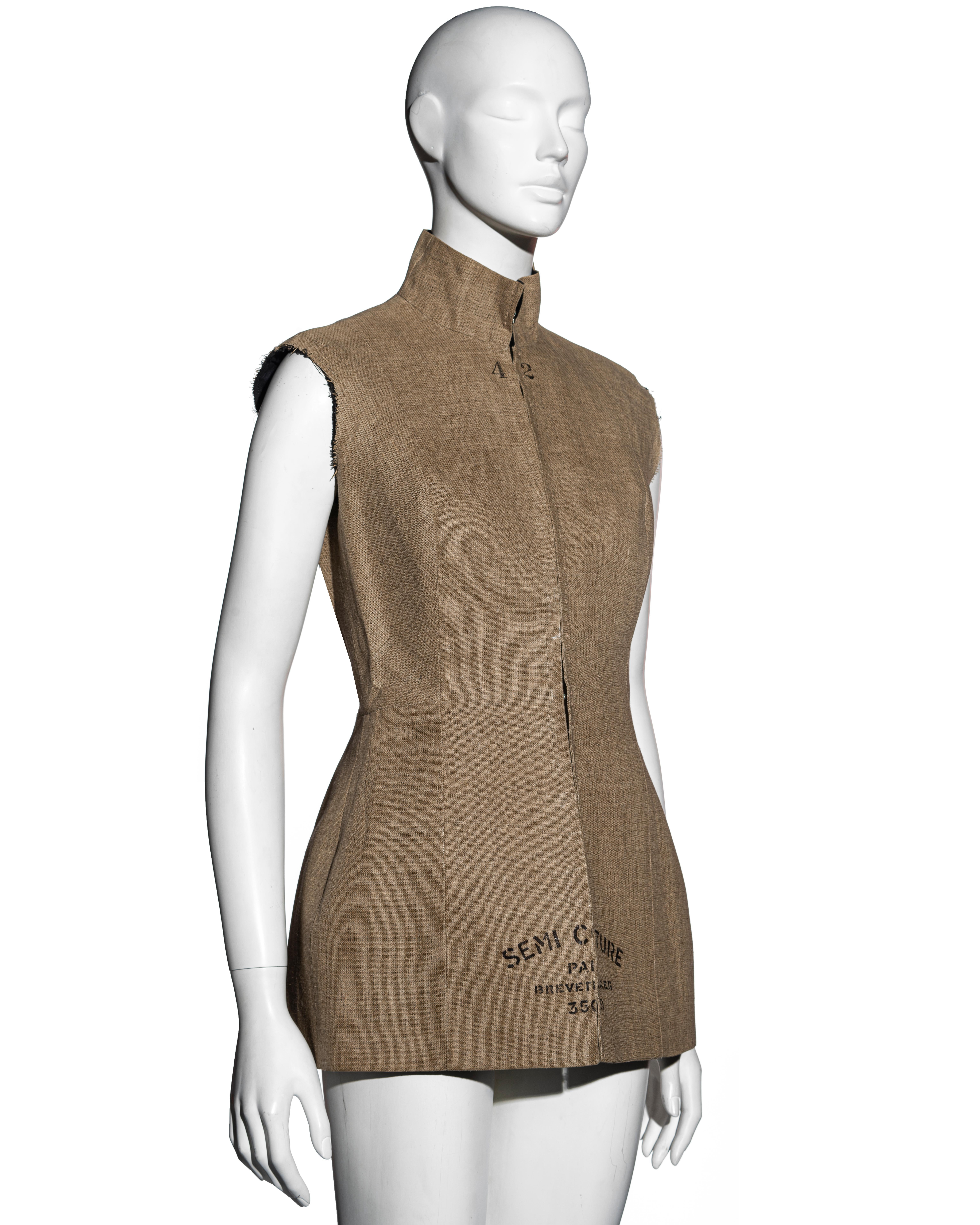 Brown Martin Margiela linen semi-couture stockman corset, fw 1997
