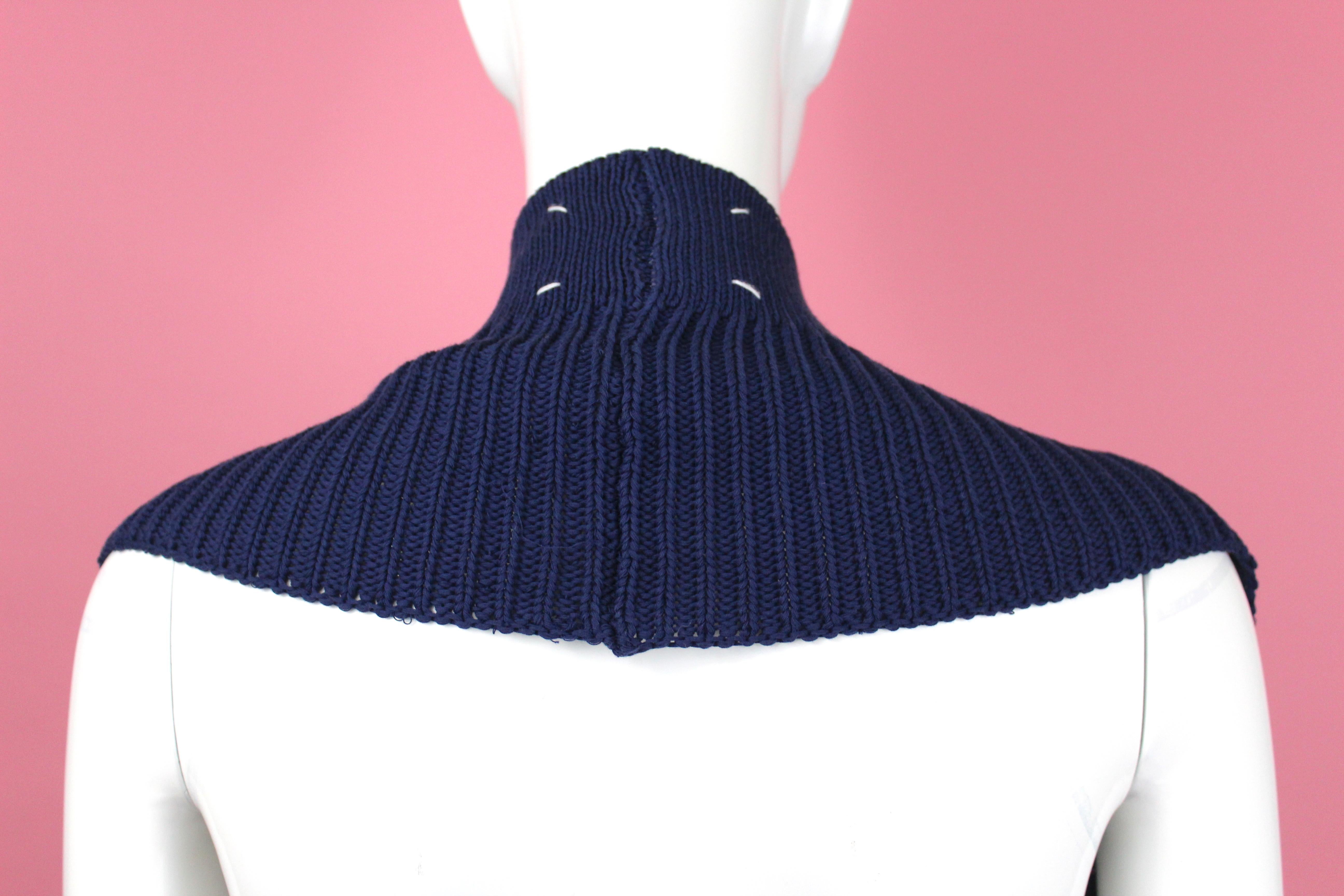 Purple Martin Margiela Navy Cotton Knit Scarf / Collar For Sale