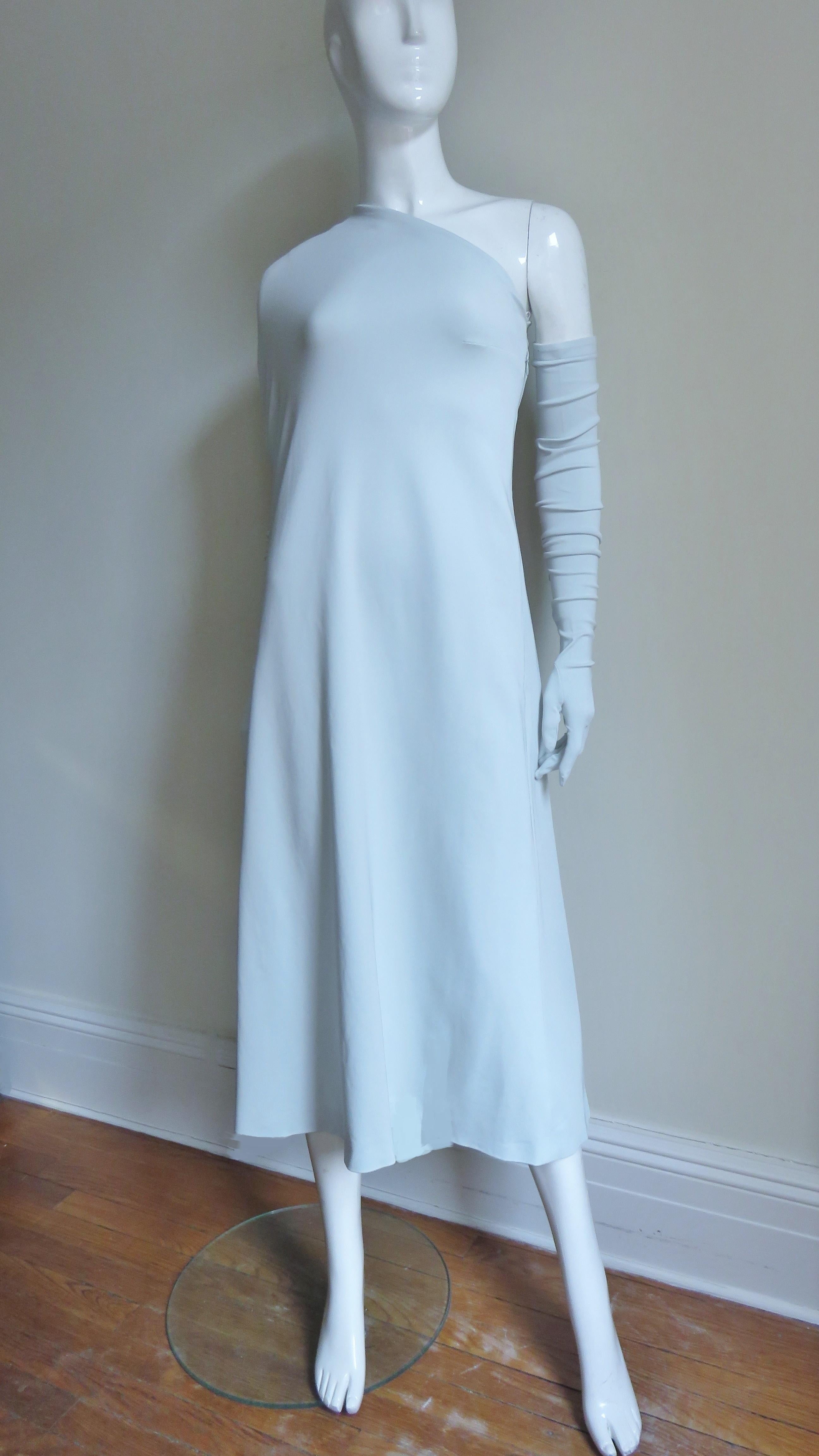 Martin Margiela New One Shoulder Dress and Gloves In Excellent Condition In Water Mill, NY