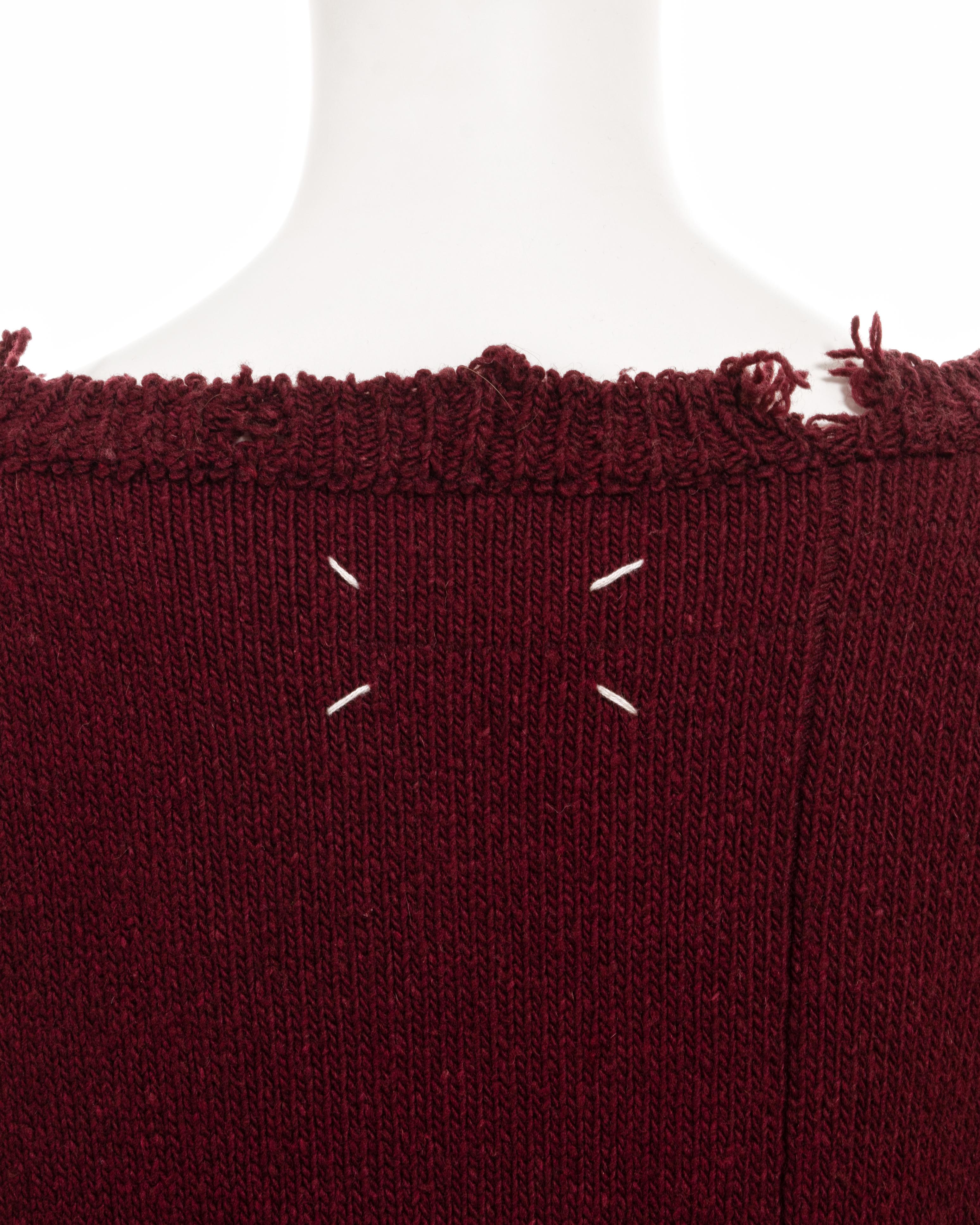 Martin Margiela oversized destroyed burgundy knitted sweater vest, fw 2000 For Sale 7