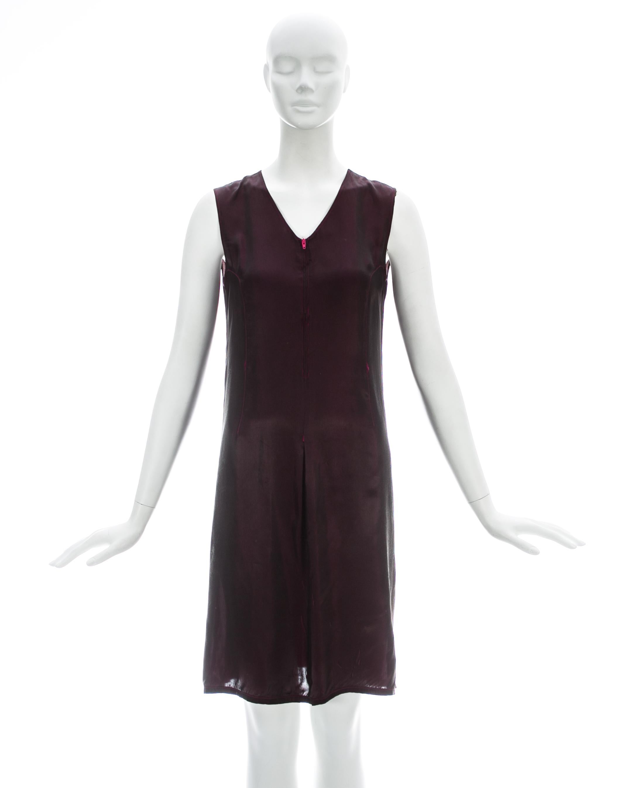 Black Martin Margiela red and black two-tone rayon slip dress, ca. 1997 For Sale
