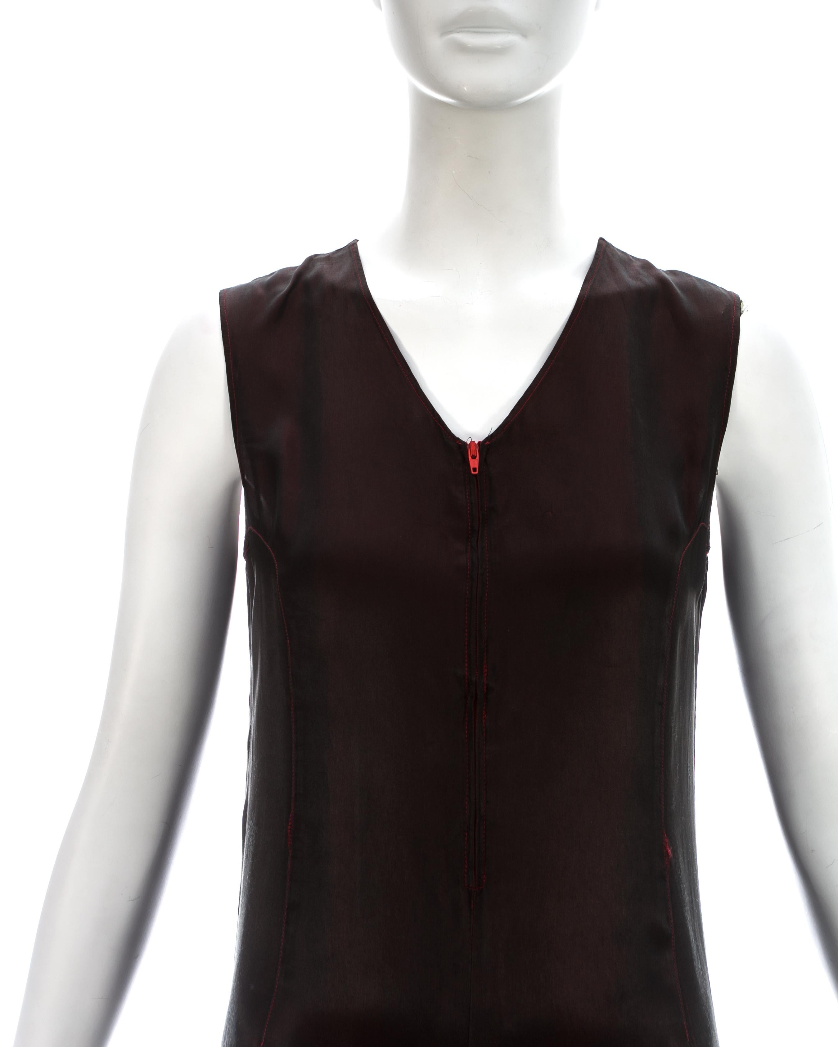 Martin Margiela red and black two-tone rayon slip dress, ca. 1997 In Fair Condition For Sale In London, London