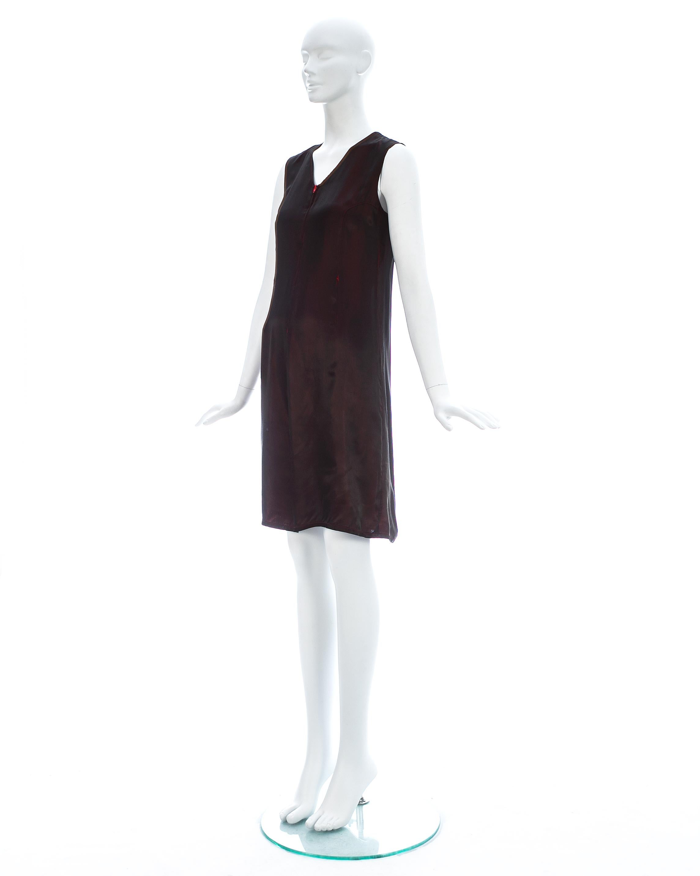 Women's Martin Margiela red and black two-tone rayon slip dress, ca. 1997 For Sale
