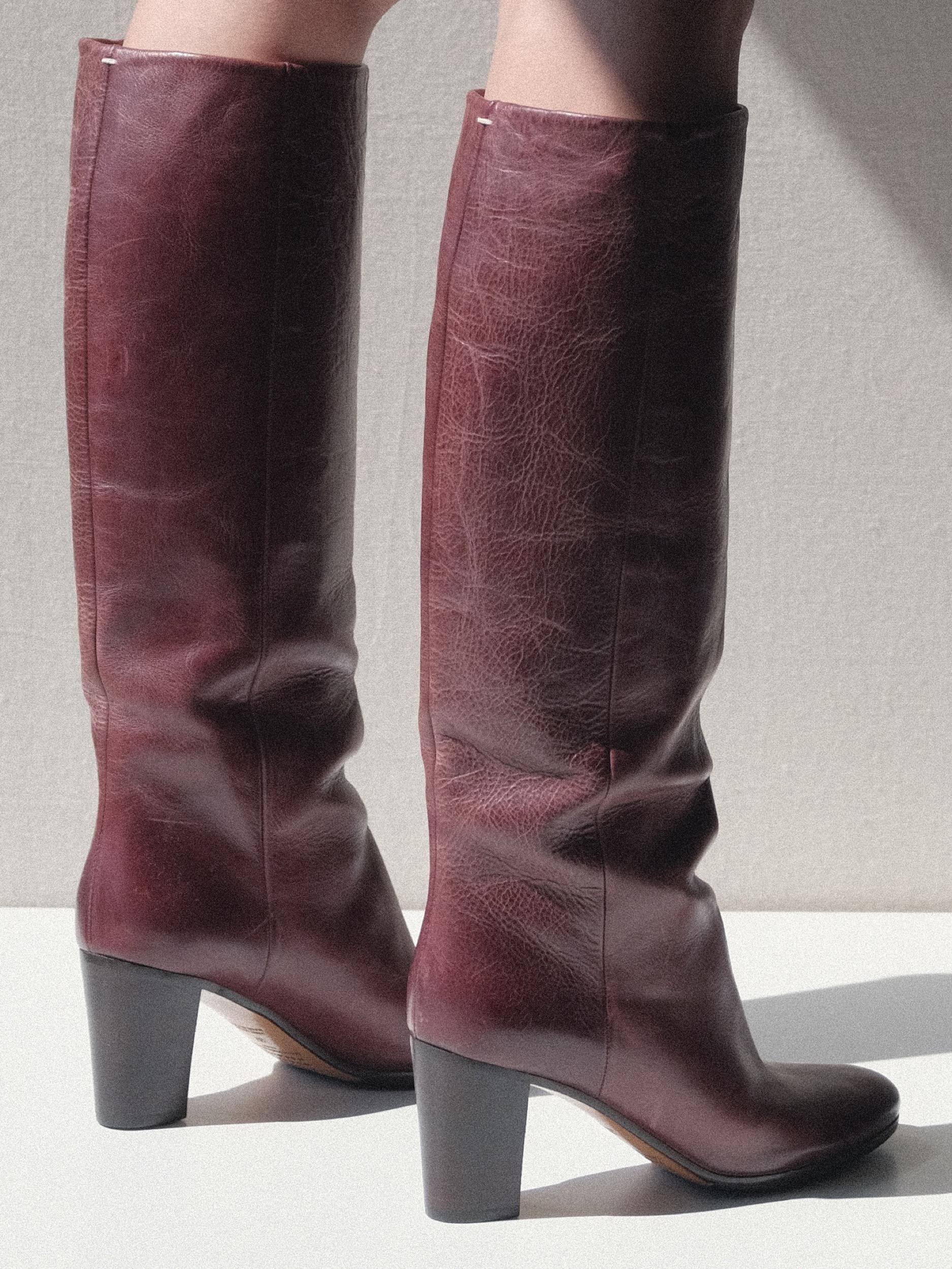 Martin Margiela Riding Boots Deep Red Size 37 Replica Line 22 For Sale 9