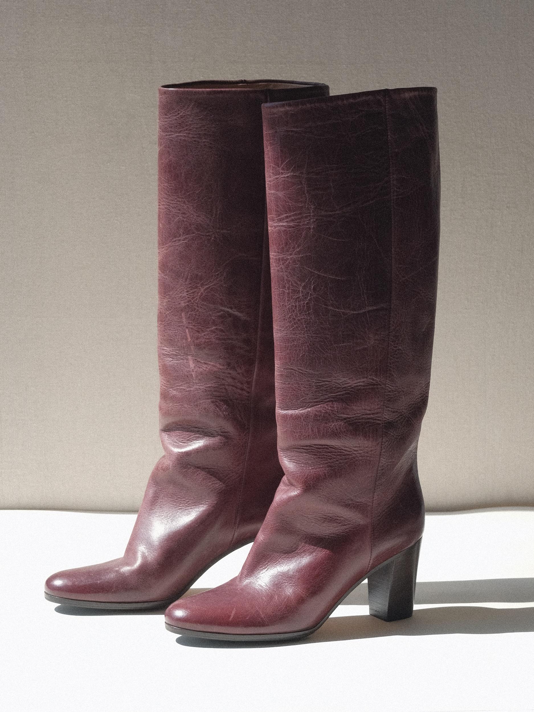 Martin Margiela Riding Boots Deep Red Size 37 Replica Line 22 In Good Condition For Sale In Los Angeles, CA