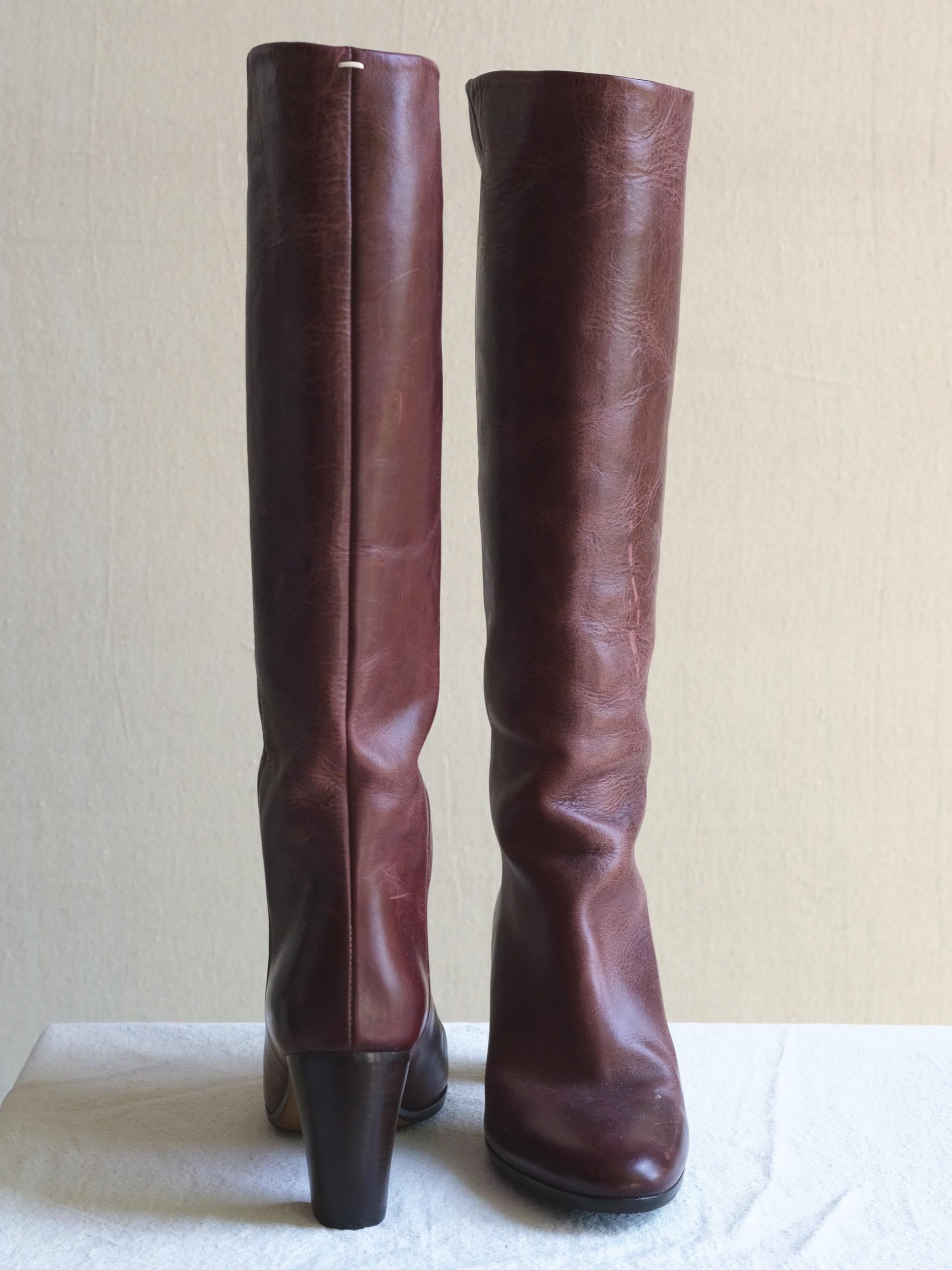 Martin Margiela Riding Boots Deep Red Size 37 Replica Line 22 For Sale 1