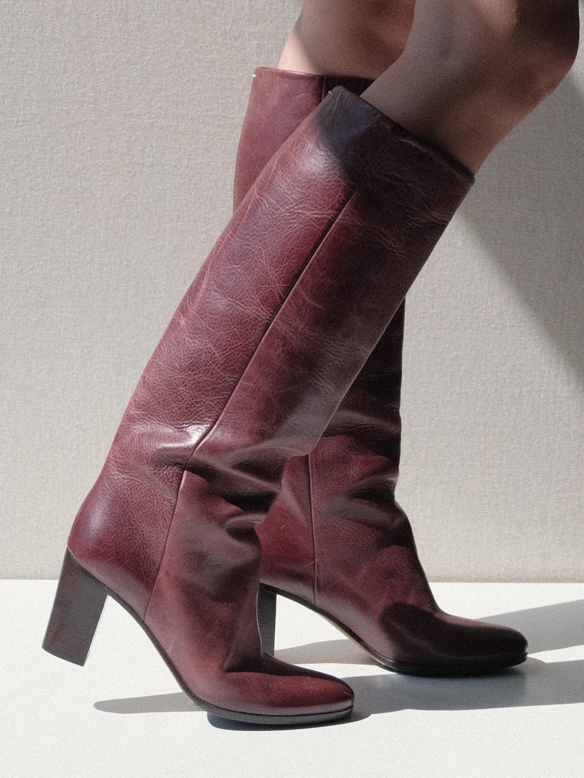 Martin Margiela Riding Boots Deep Red Size 37 Replica Line 22 For Sale 3