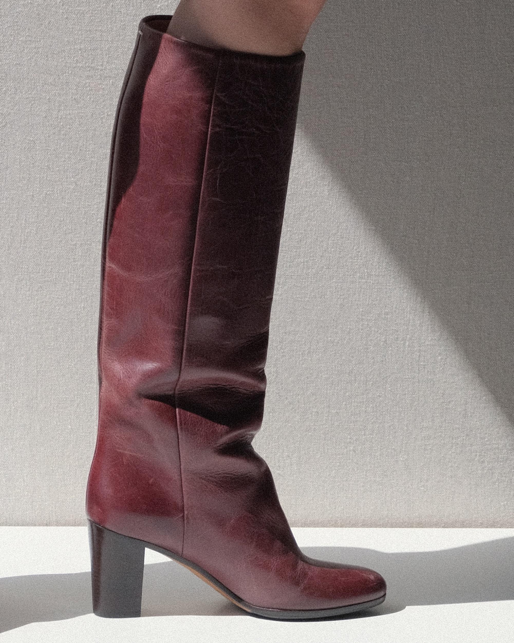 Martin Margiela Riding Boots Deep Red Size 37 Replica Line 22 For Sale 4