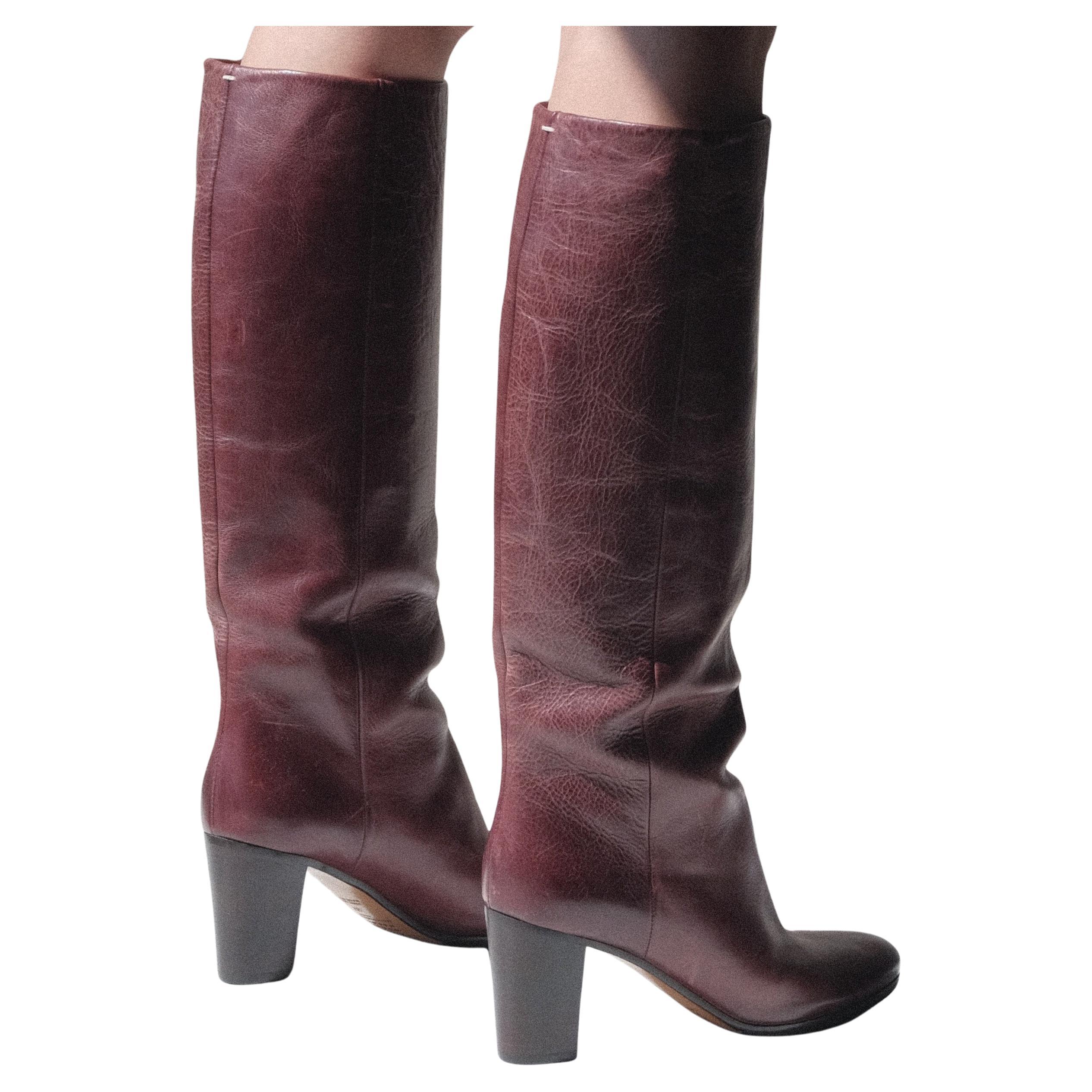Martin Margiela Riding Boots Deep Red Size 37 Replica Line 22 For Sale