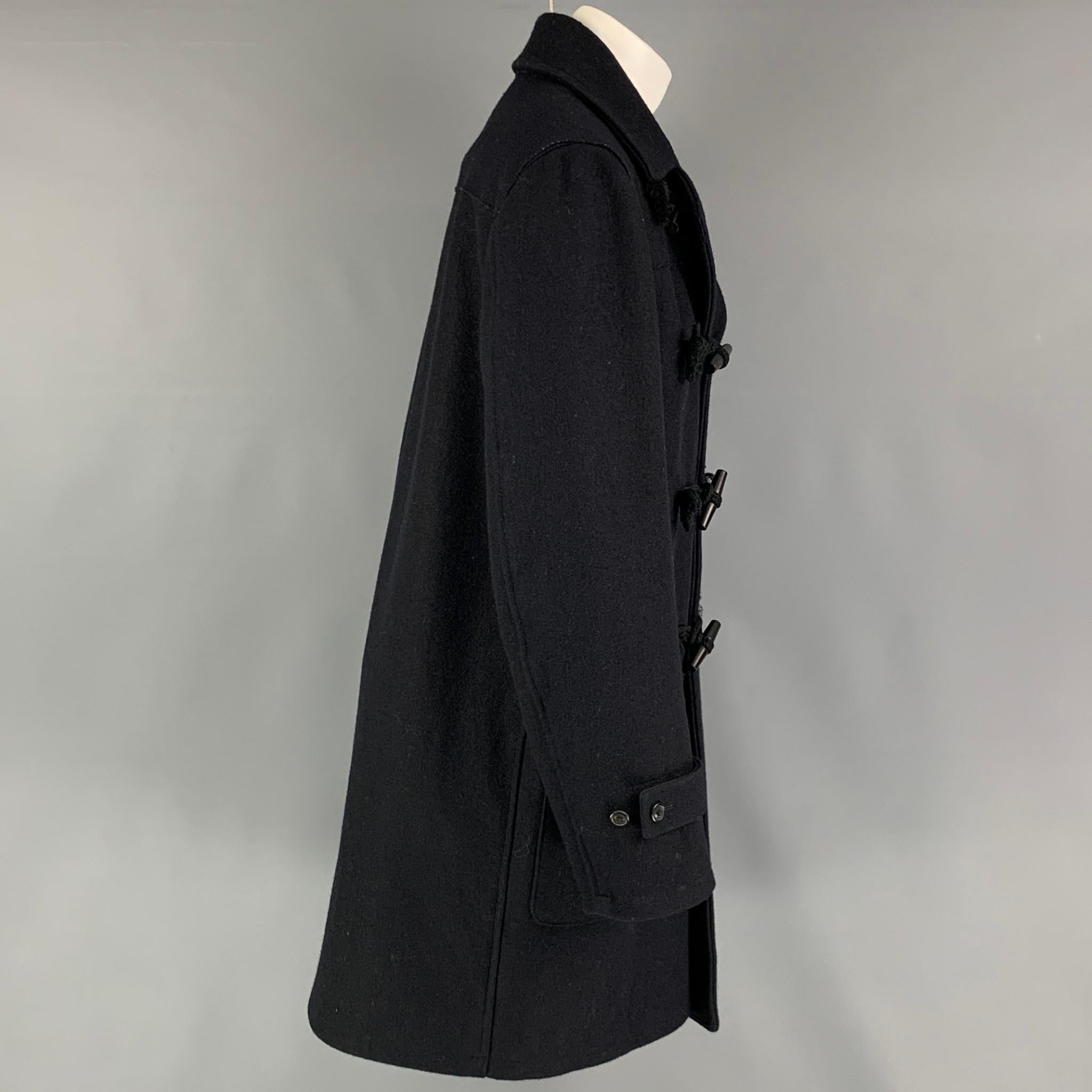 Black MARTIN MARGIELA Size 40 Navy Solid Wool Toggle Closure Coat