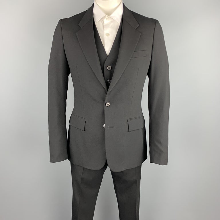 MARTIN MARGIELA Size 42 Black Wool Blend Notch Lapel 3 Piece Suit at ...