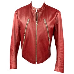 MARTIN MARGIELA Size Size M Brick Red Leather Motorcycle Jacket