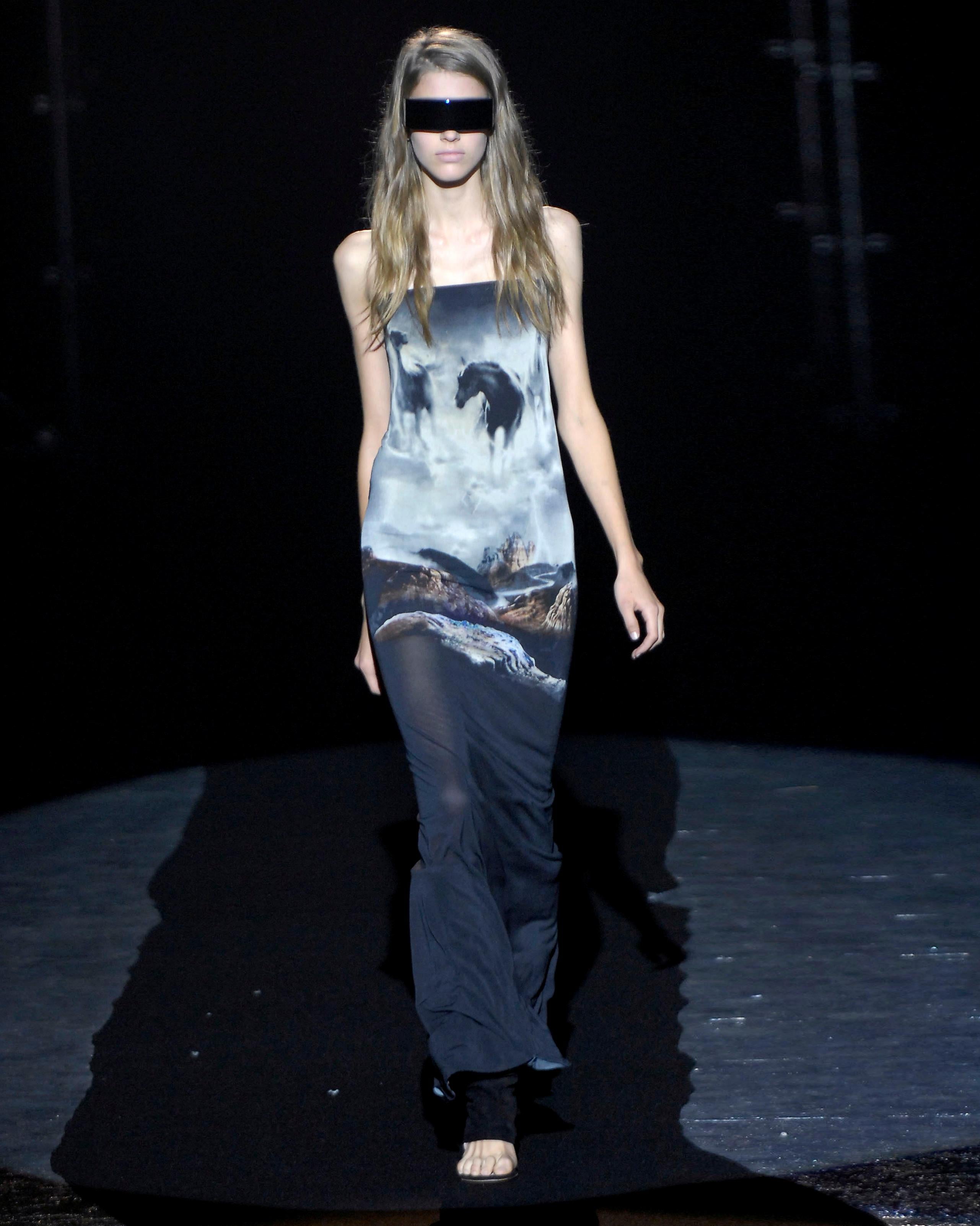Martin Margiela Strapless Bandeau Maxi Dress with Horse Print, ss 2008 In Excellent Condition In London, GB