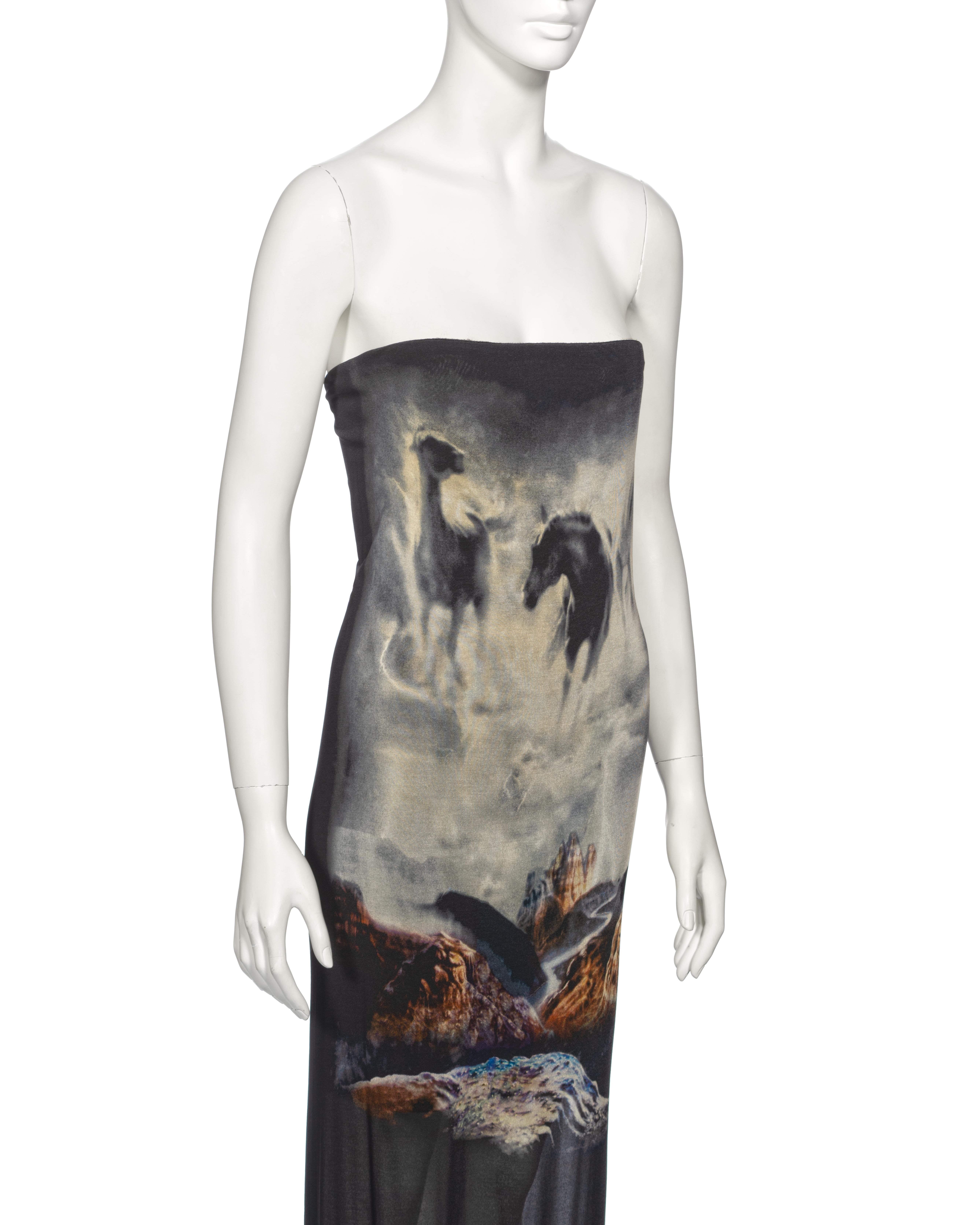Martin Margiela Strapless Bandeau Maxi Dress with Horse Print, ss 2008 2