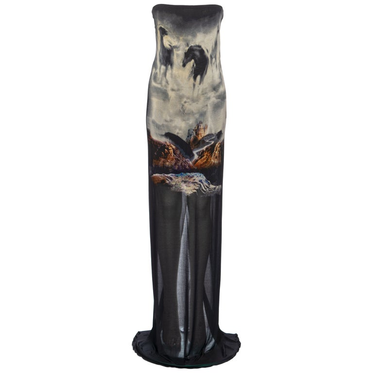 Martin Margiela Strapless Bandeau Maxi Dress with Horse Print, ss 2008 at  1stDibs