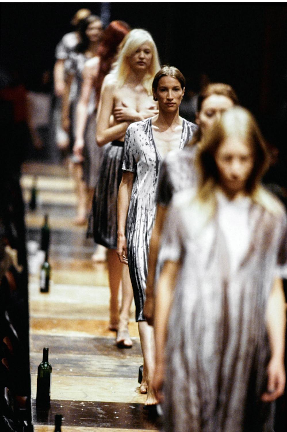 Martin Margiela vintage ss 1996 runway Trompe l'oeil printed viscose dress For Sale 12