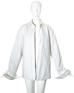 Martin Margiela white cotton oversized shirt jacket with quilted lining, fw 1996