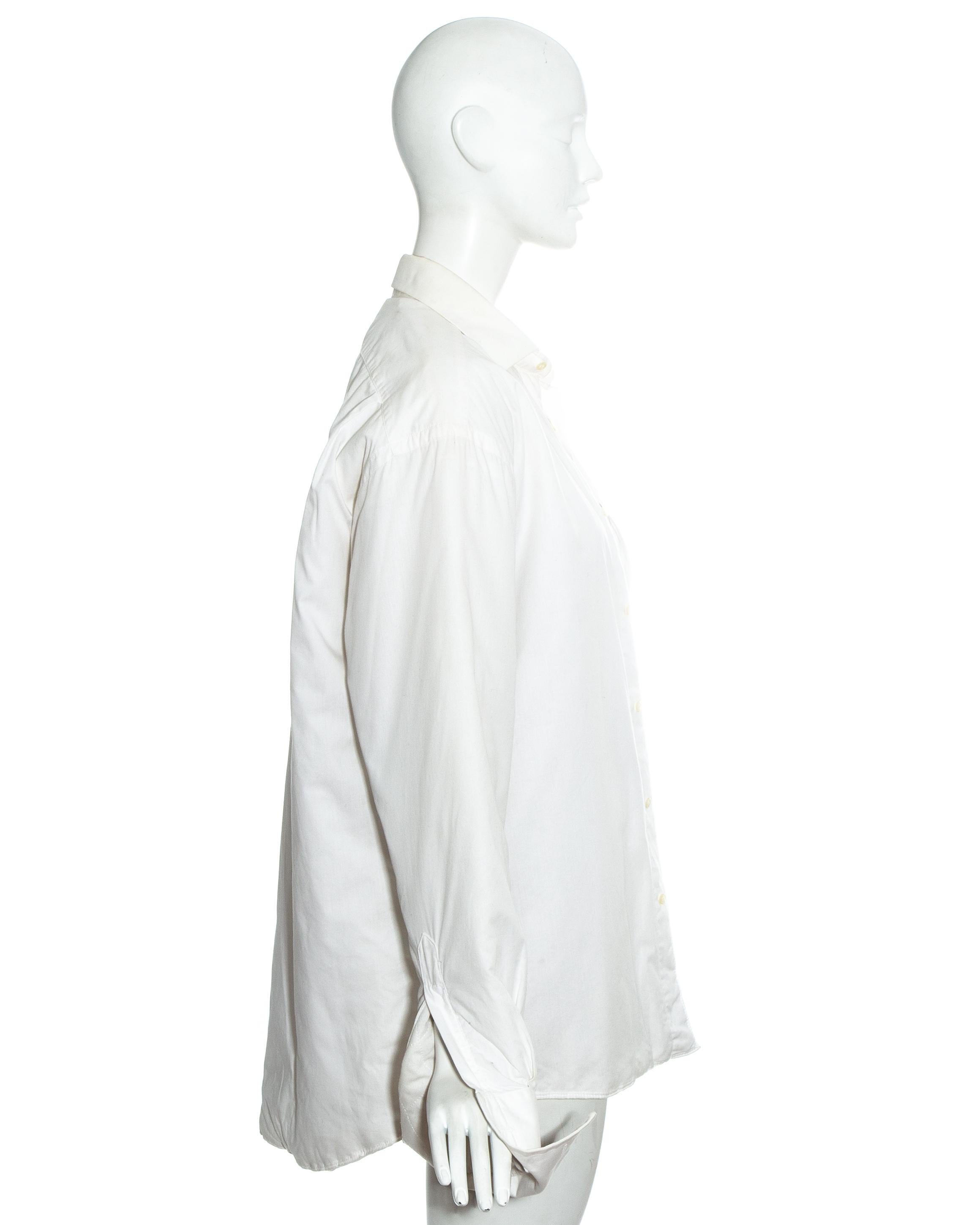 Martin Margiela white cotton oversized shirt jacket with quilted lining ...