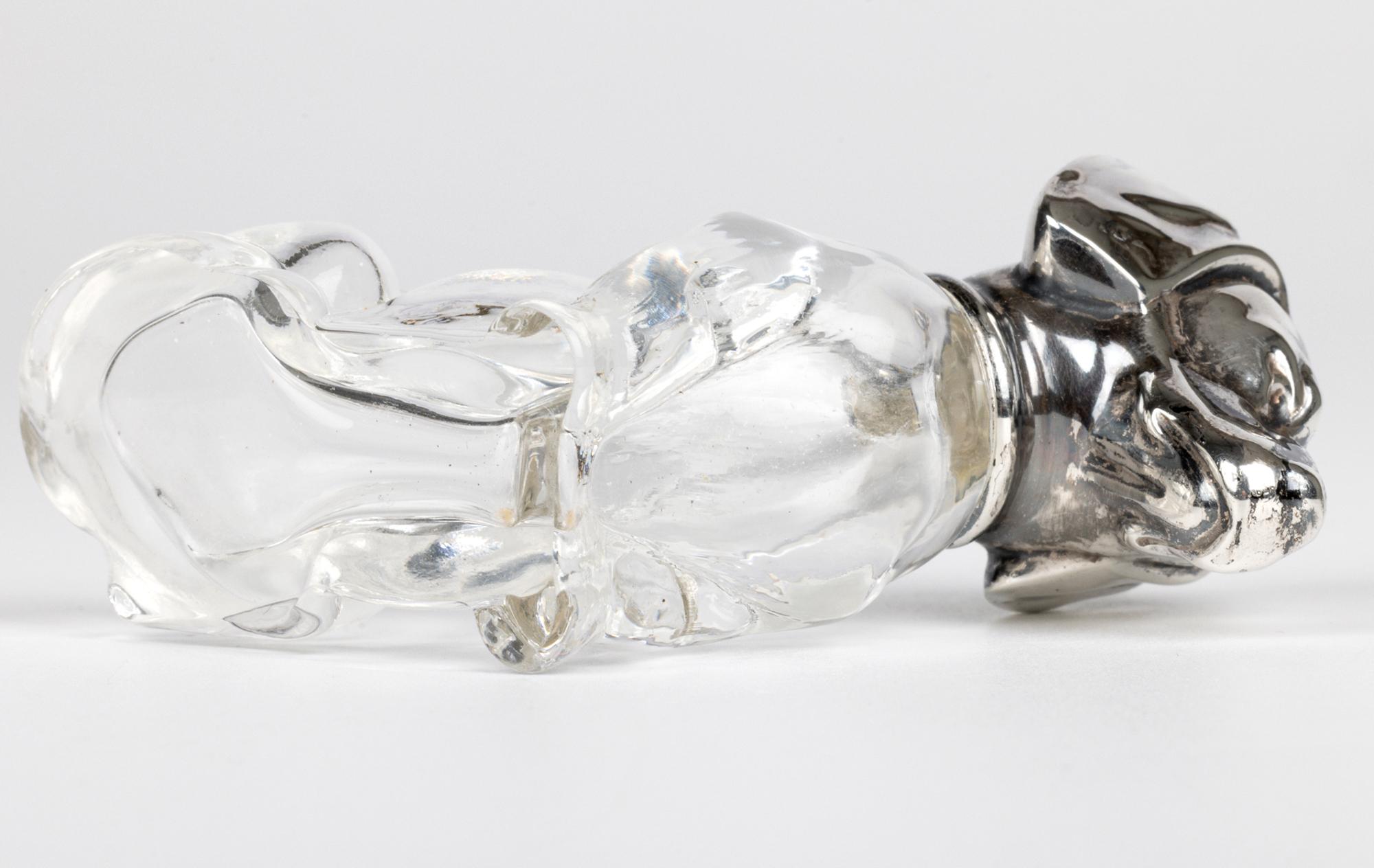 Martin Mayer Perro salchicha alemán Pepperette de cristal con montura de plata en venta 5