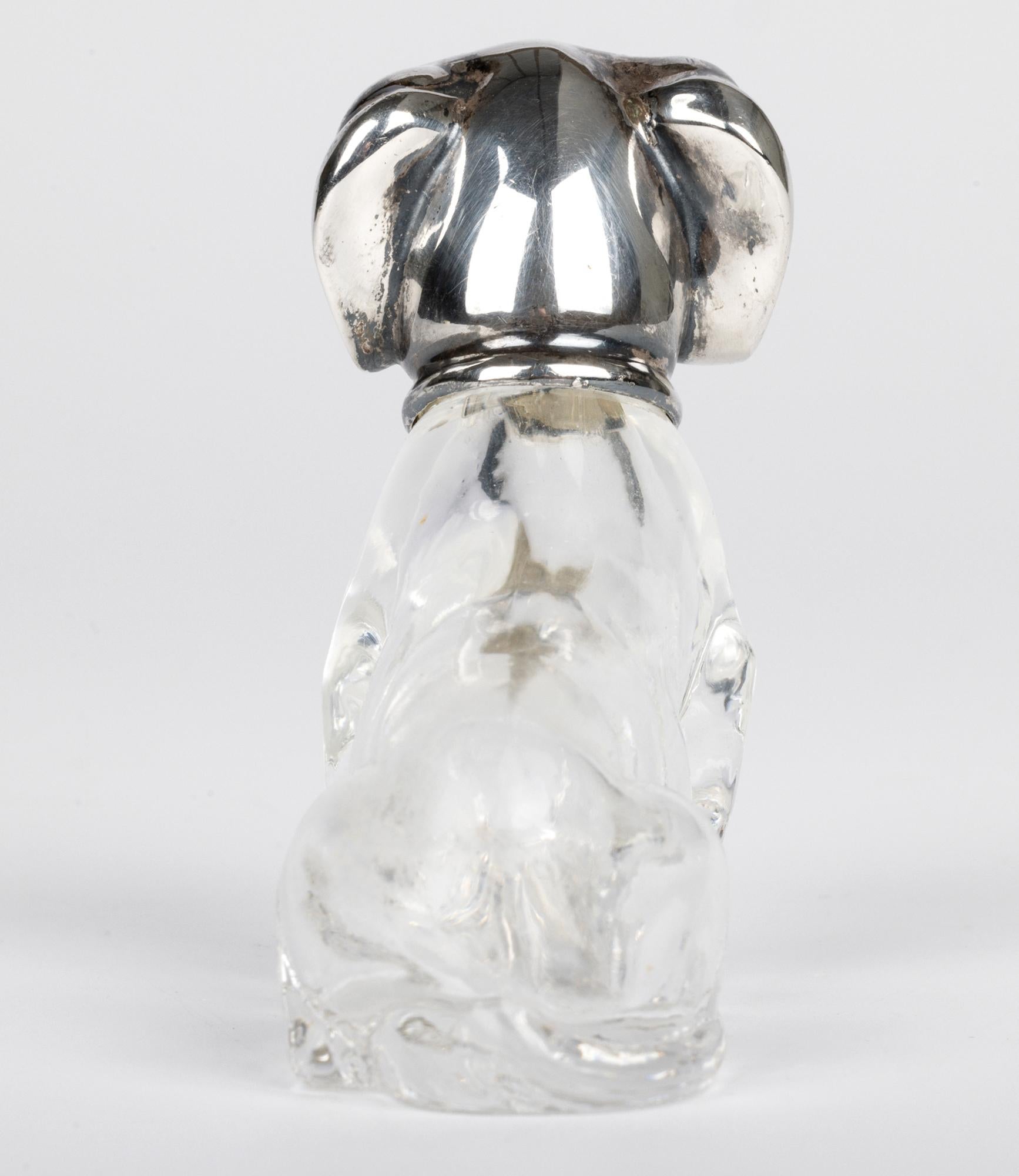 Martin Mayer Perro salchicha alemán Pepperette de cristal con montura de plata en venta 6