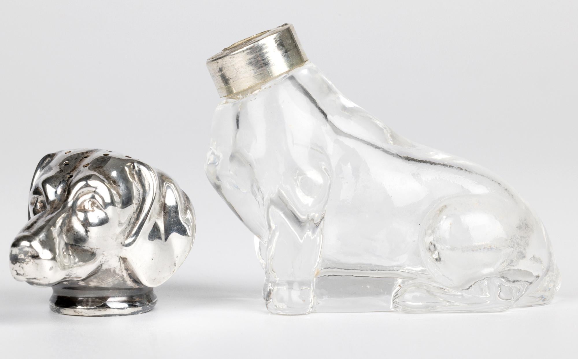 Martin Mayer Perro salchicha alemán Pepperette de cristal con montura de plata en venta 9