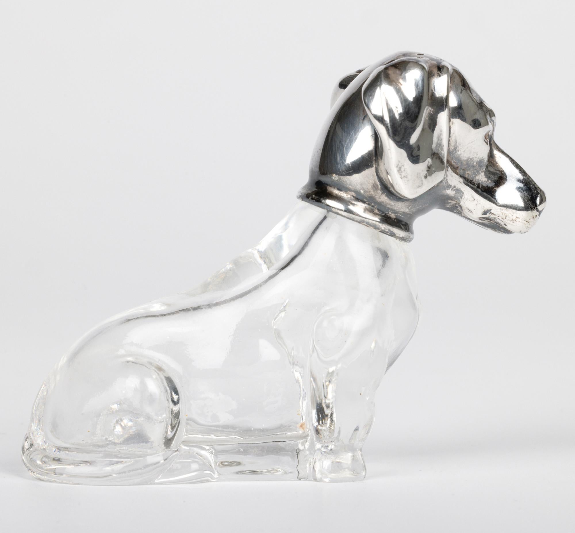 Martin Mayer Perro salchicha alemán Pepperette de cristal con montura de plata Silver en venta