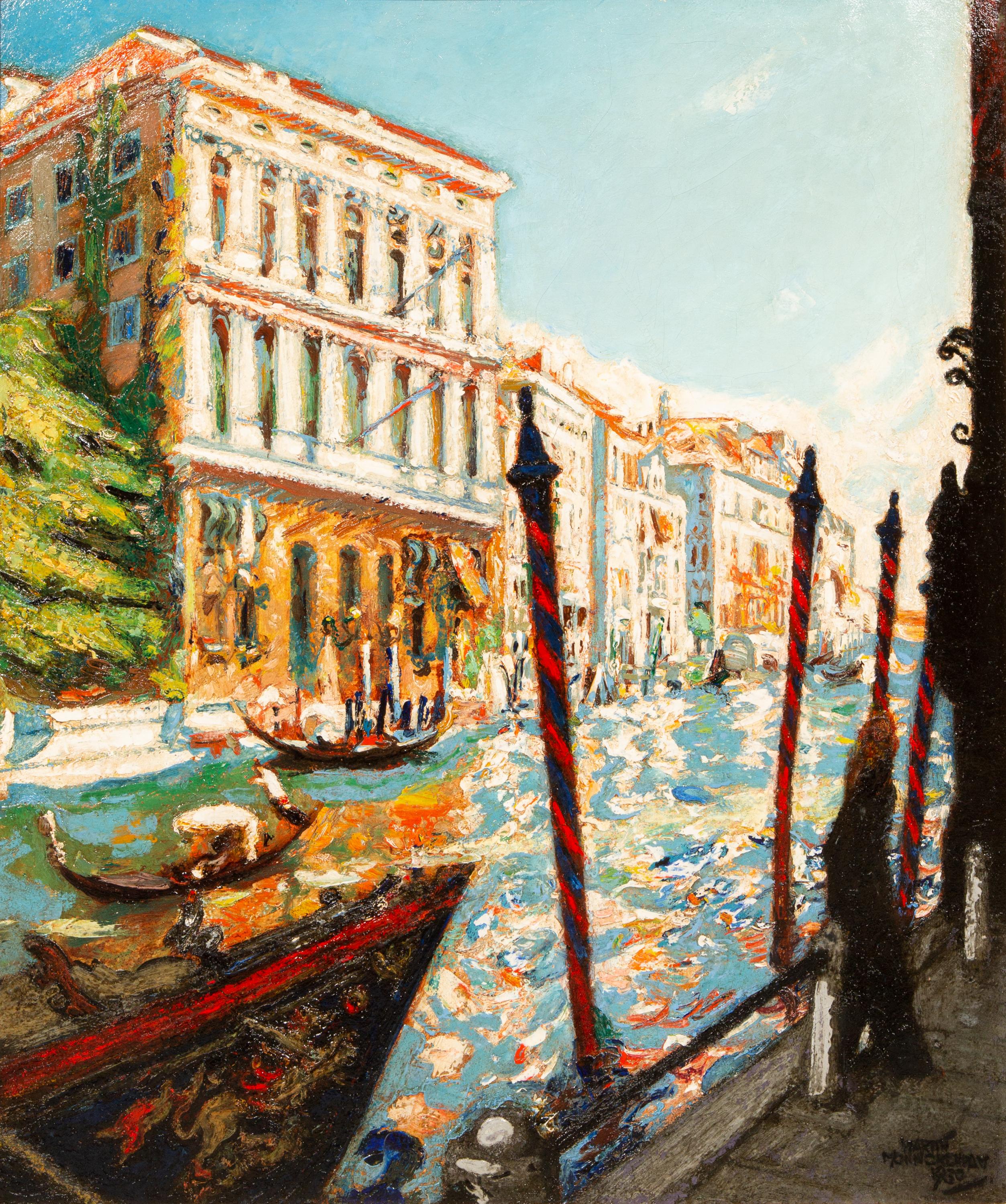 ‘Canal Grande in Venice’ by Martin Monnickendam, Jewish Painter, dated 1930 For Sale 1
