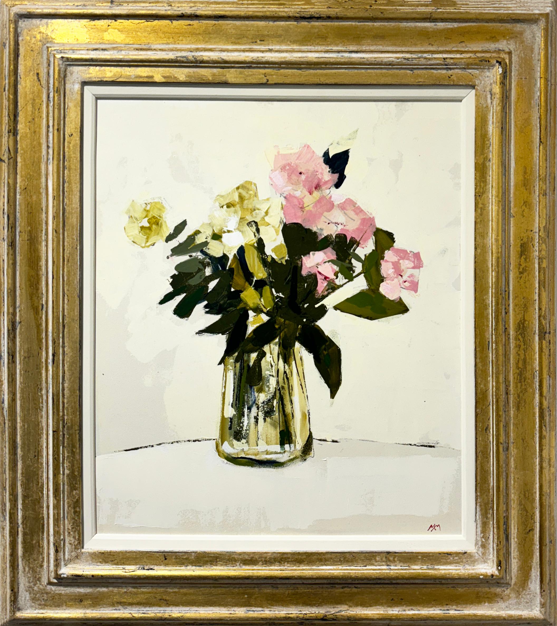 Flowers on White - Painting by Martin Mooney