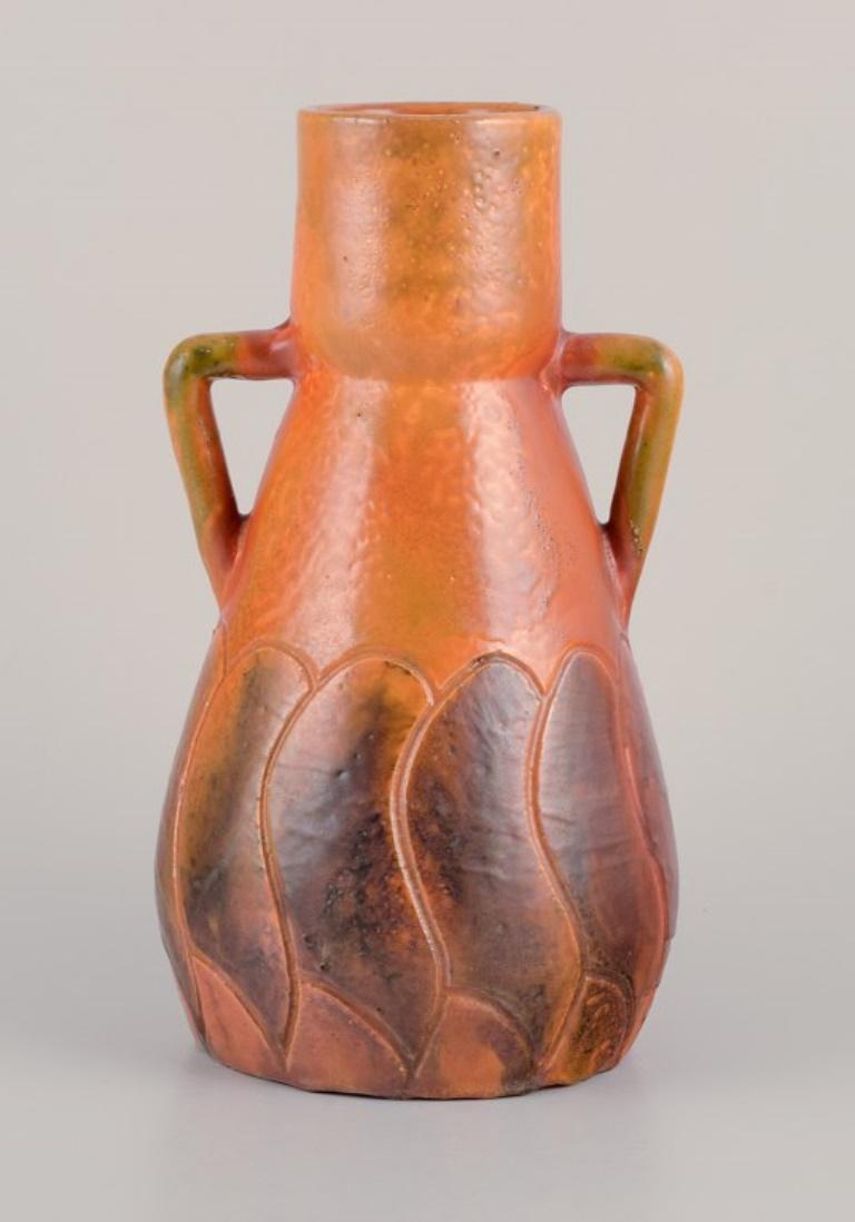 Martin Mortensen,  Danish ceramicist, own workshop. Ceramic Art Nouveau vase In Excellent Condition For Sale In Copenhagen, DK