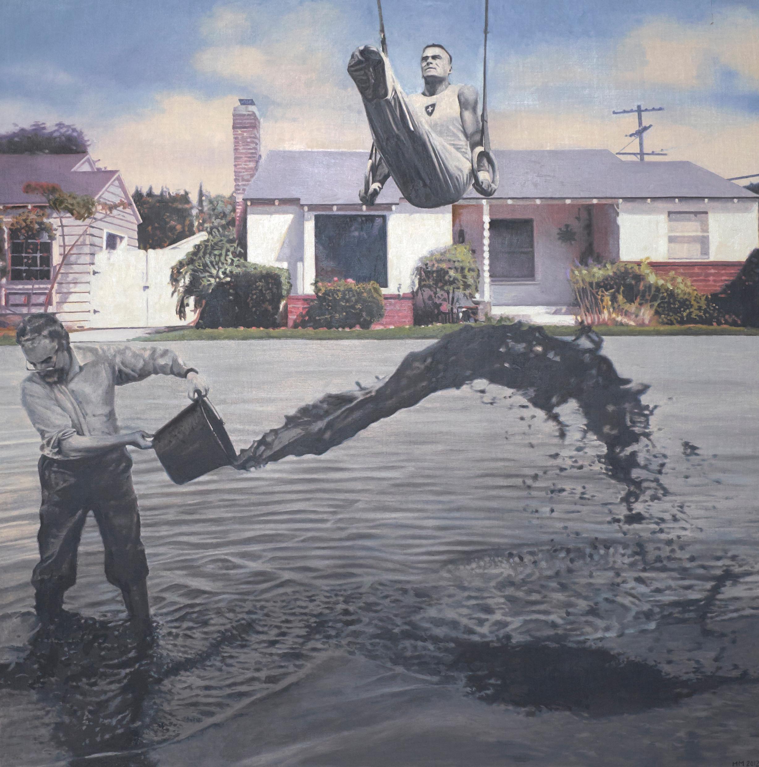 Martin Mull Figurative Painting - The Fine Art of Trapeze