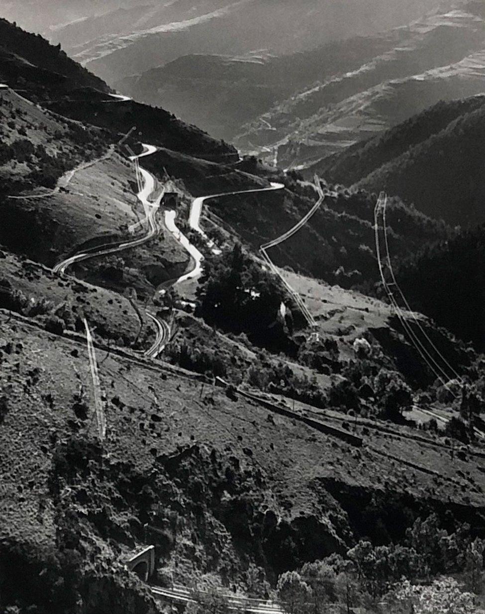Aerial view of Mountains and Roads 1950, by Martin Munkacsi
Silver gelatin print
Image size: 11.7 in. H x 9 in. W
Sheet size: 13.5 in. H x 10.5 in. W
Signed and dated in pencil on the verso

Unframed, unmatted. No Edition. Verso stamps: 
