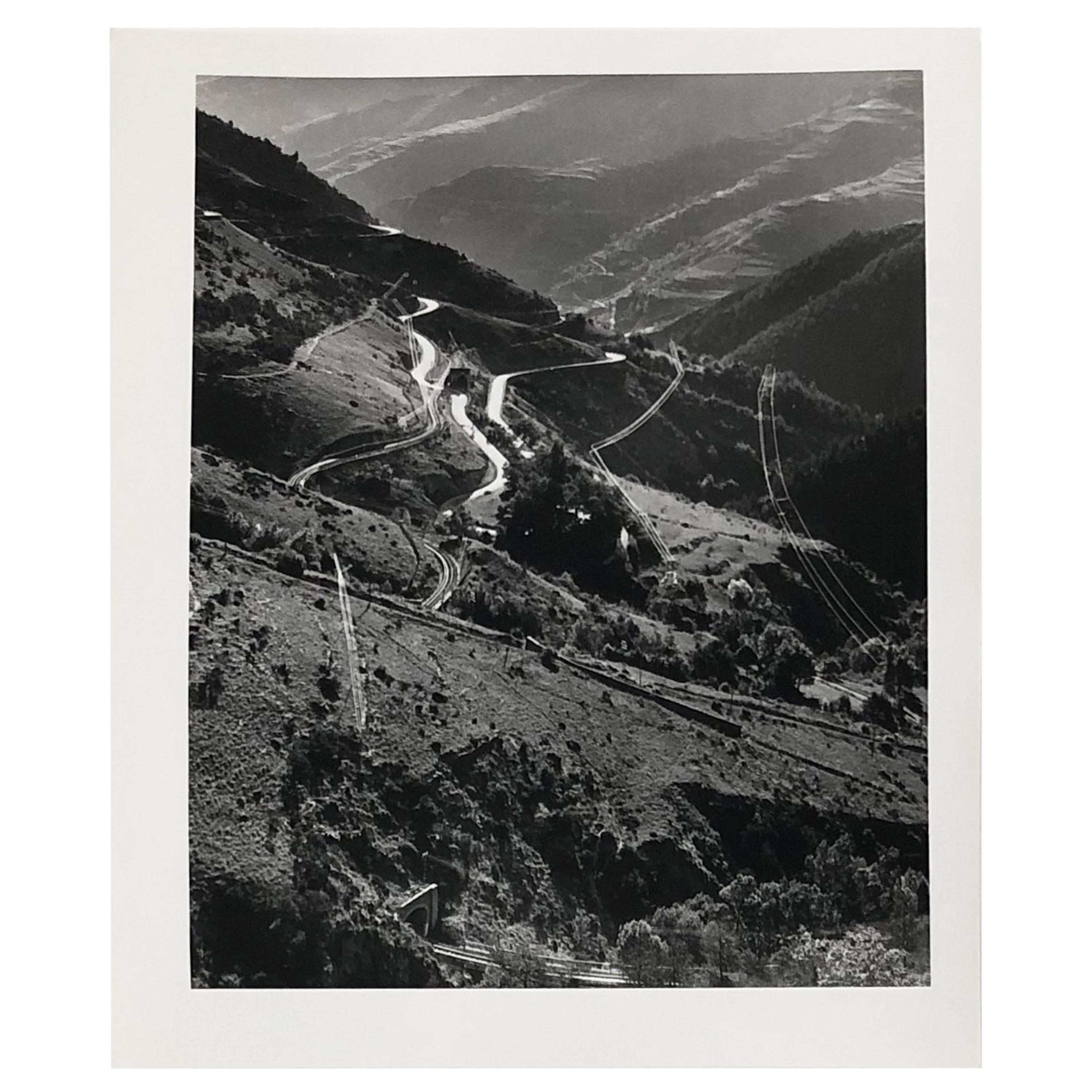 Martin Munkacsi Landscape Print - Aerial view of Mountains and Roads, Silver Gelatin Print