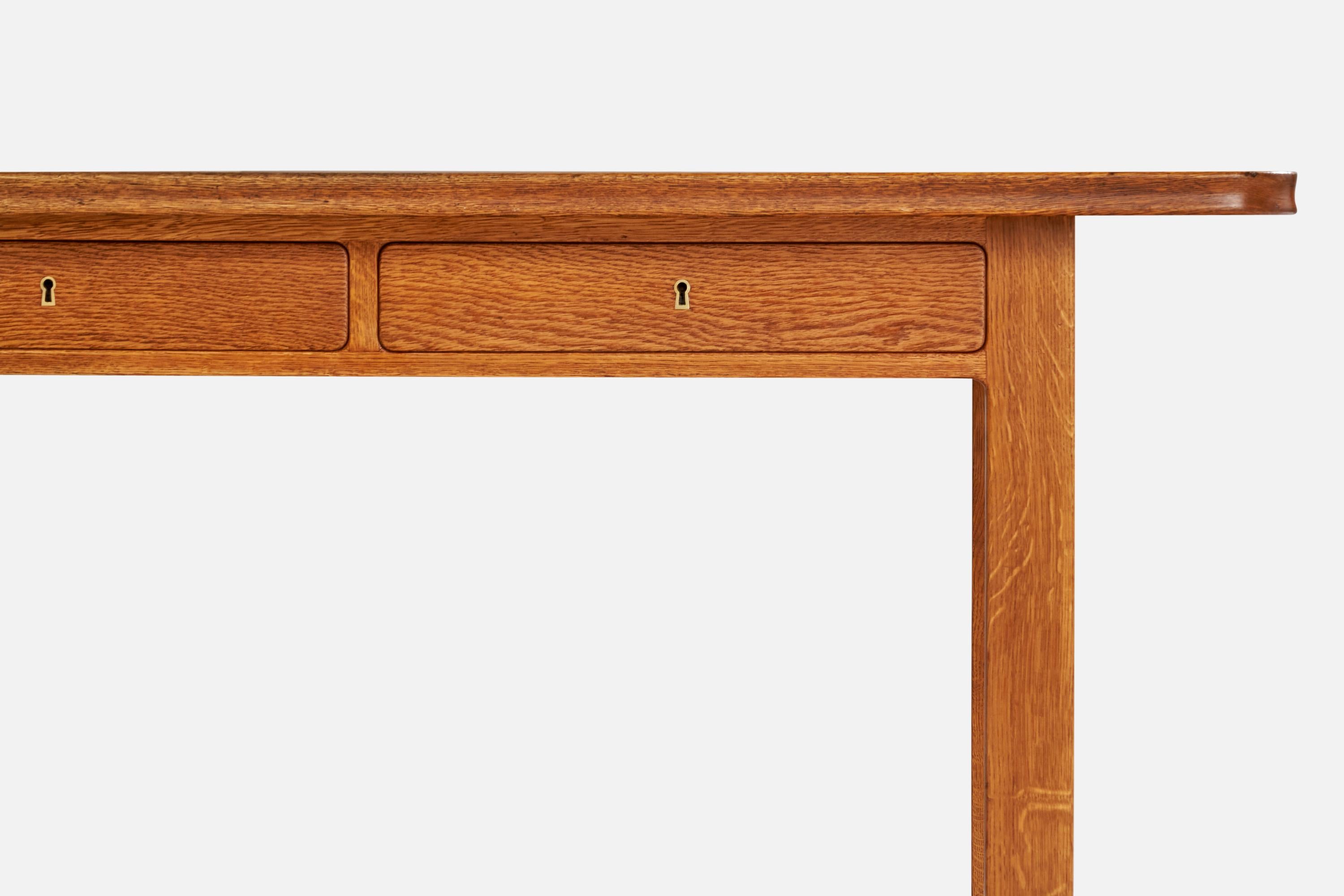 Martin Nyrop, Schreibtisch, Eiche, Messing, Dänemark, um 1900 im Angebot 1