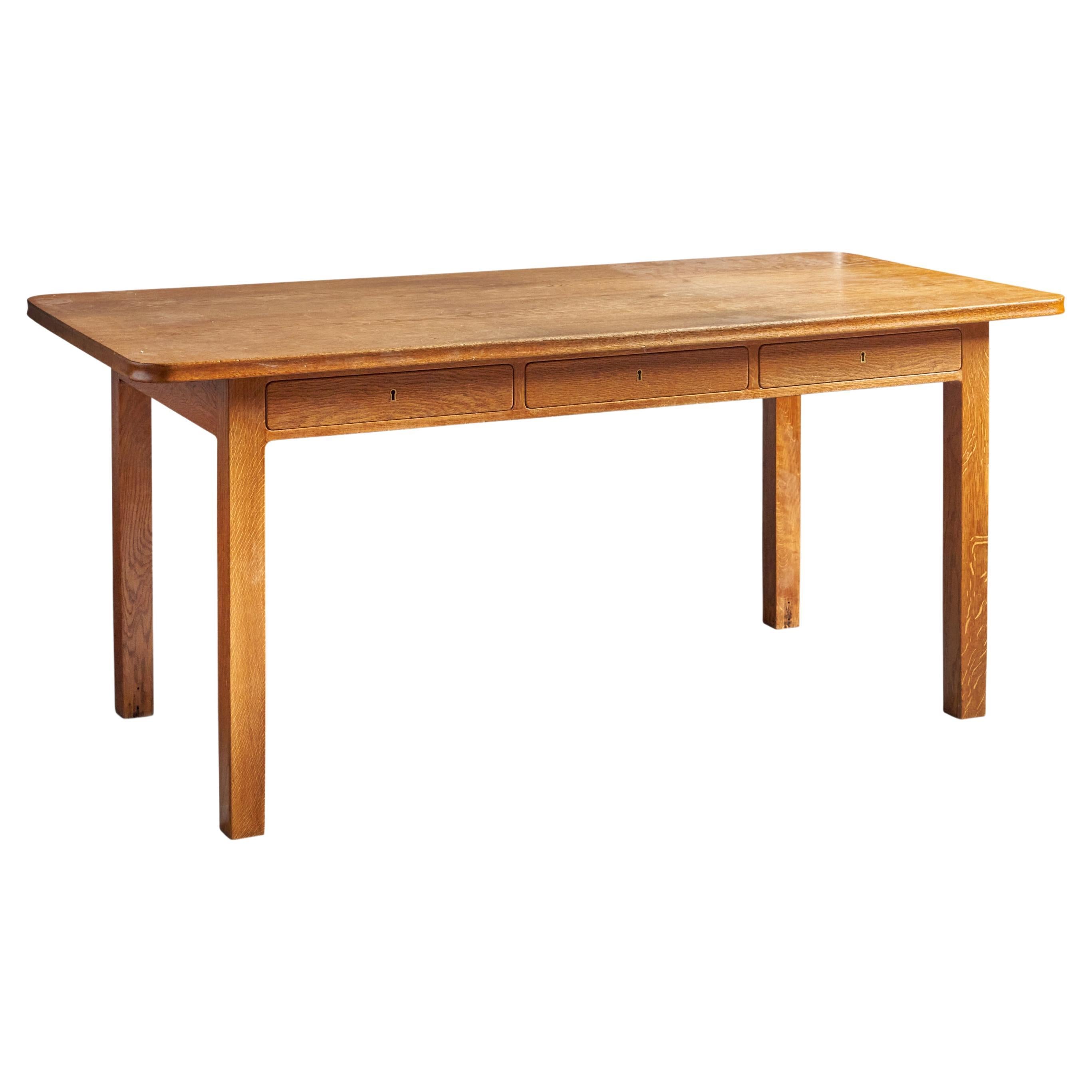 Martin Nyrop, Desk, Oak, Brass, Denmark, c. 1900 For Sale