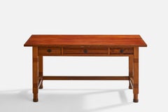 Martin Nyrop, Desk, Pine, Brass, Denmark, 1900