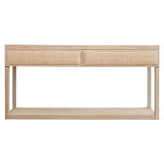 Martin Oak Veneered And Raffia Console from the Collezione Riviera