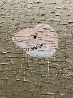 ABSTRACT Pastel Shark Artwork Contemporary Artist Martin Paaskesen Pink