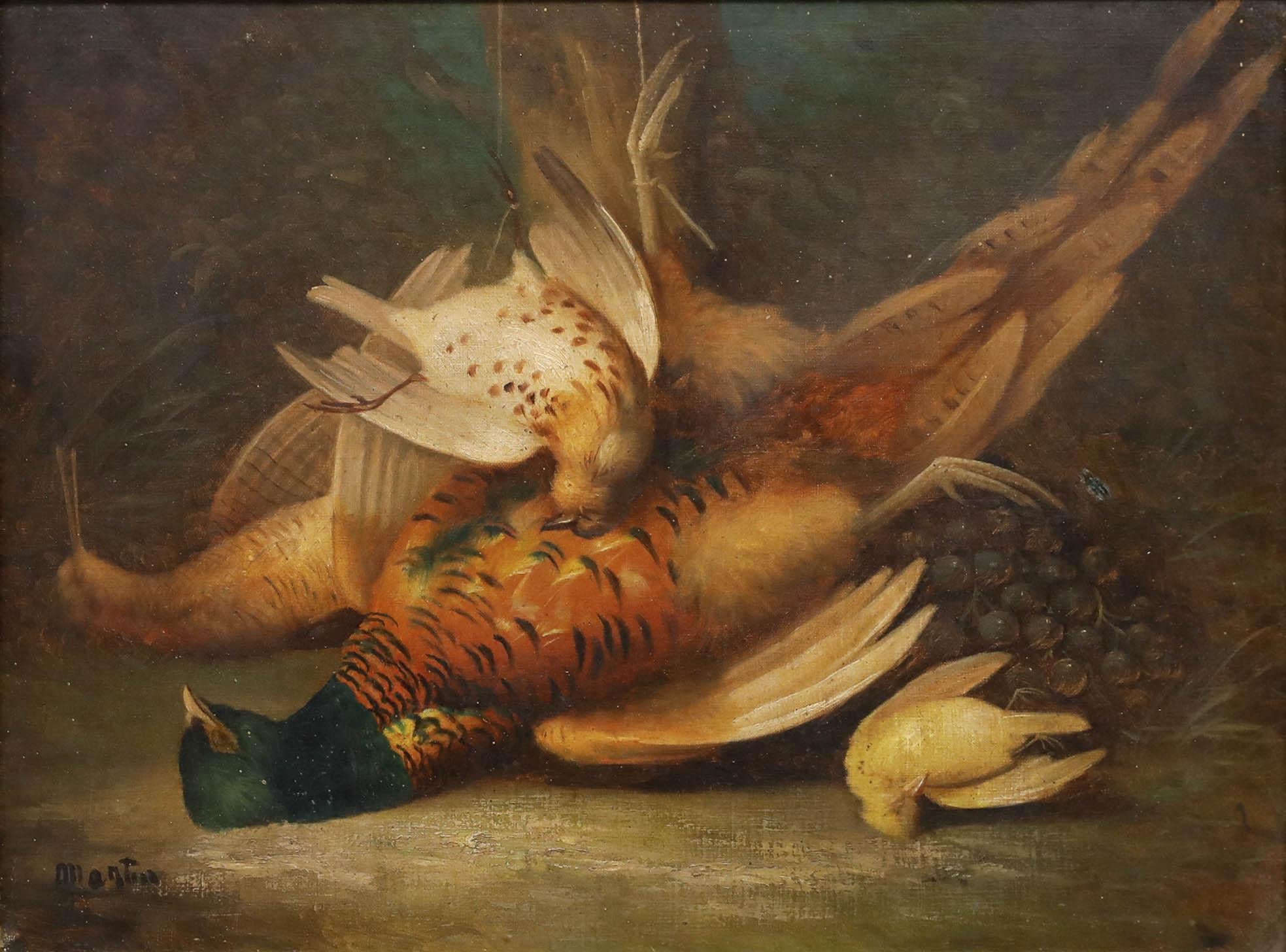Martin - Early 20th Century Oil, Still Life of Game Birds For Sale 1