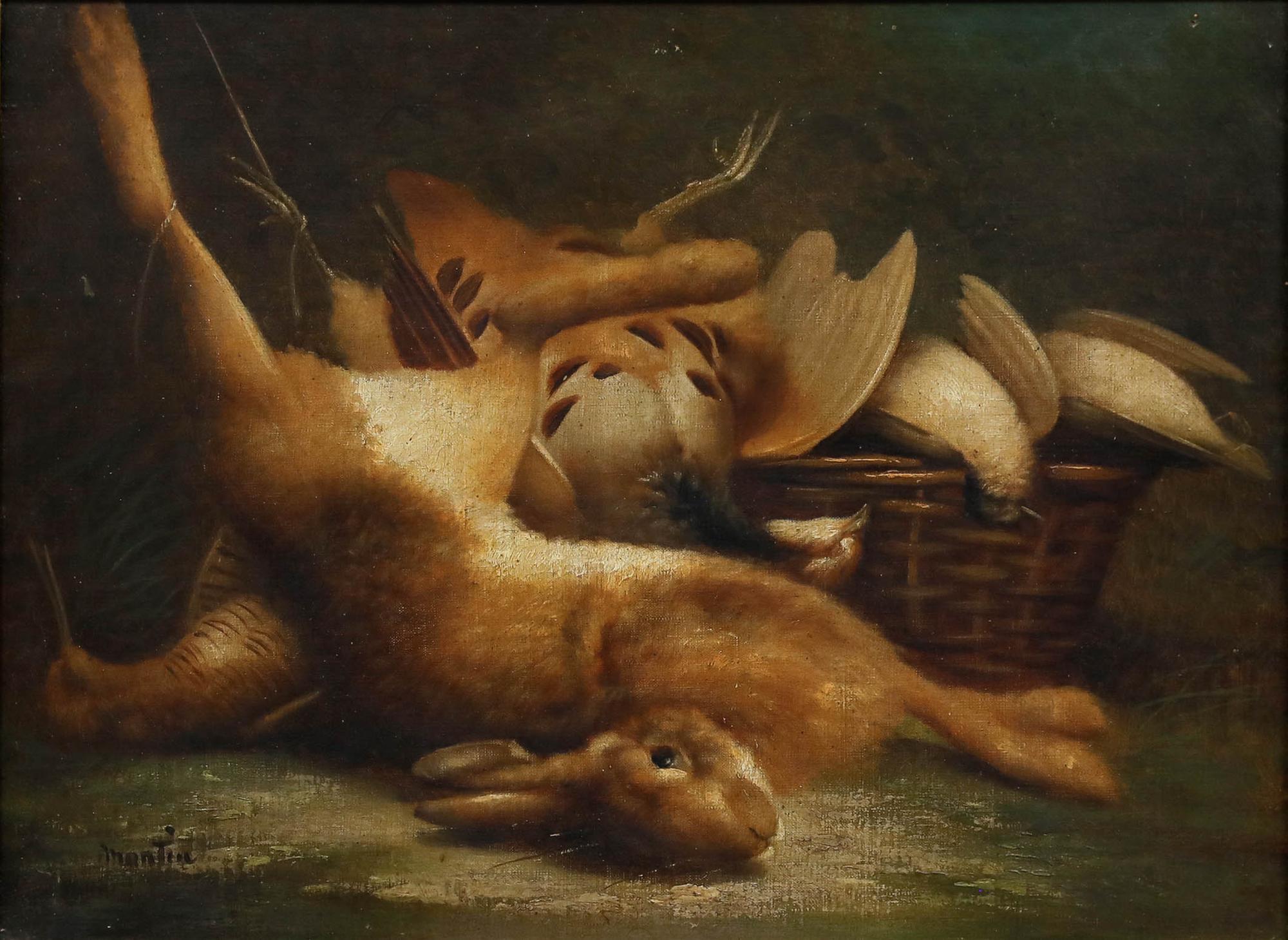 Martin - Early 20th Century Oil, Still Life With a Hare For Sale 1