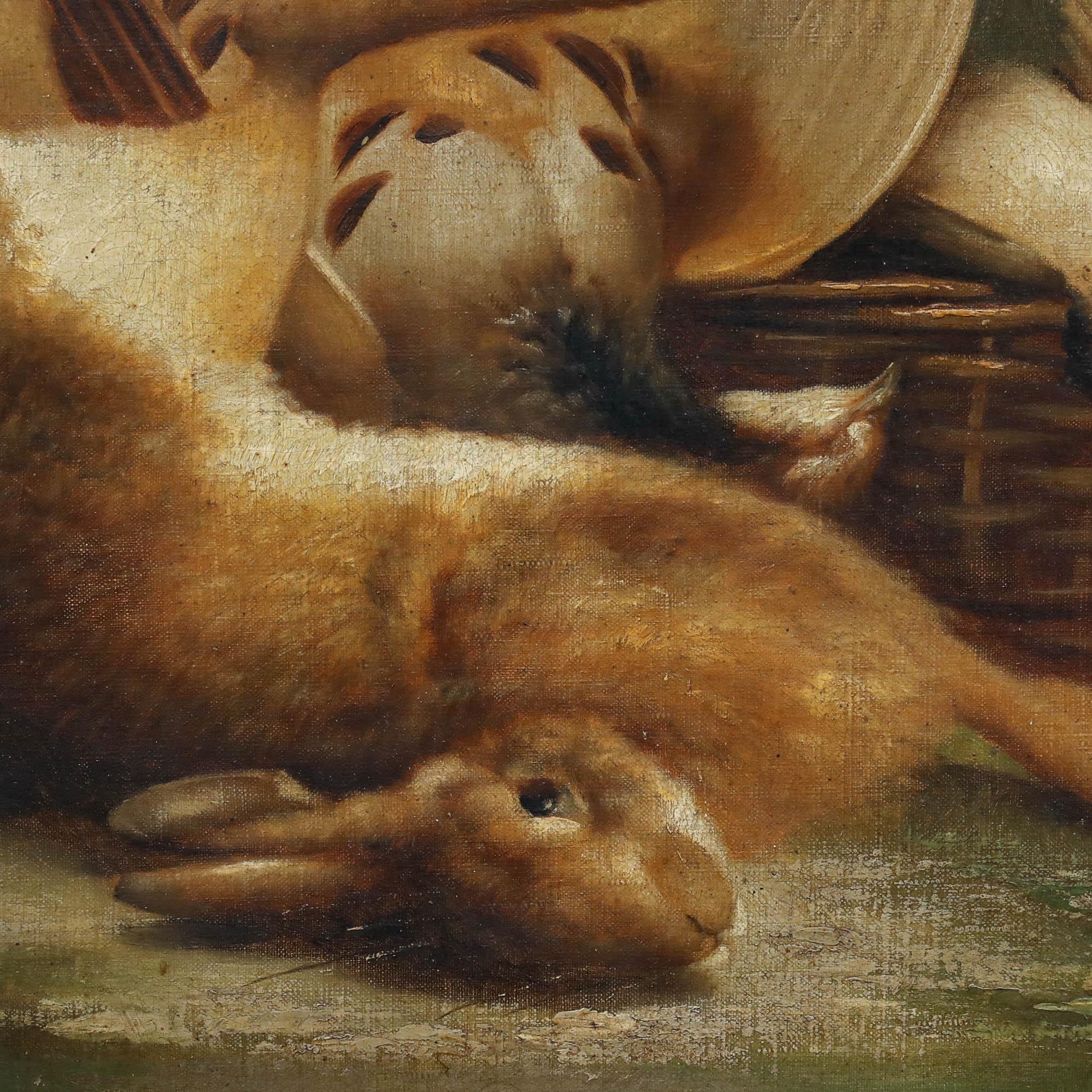 Martin - Early 20th Century Oil, Still Life With a Hare For Sale 3